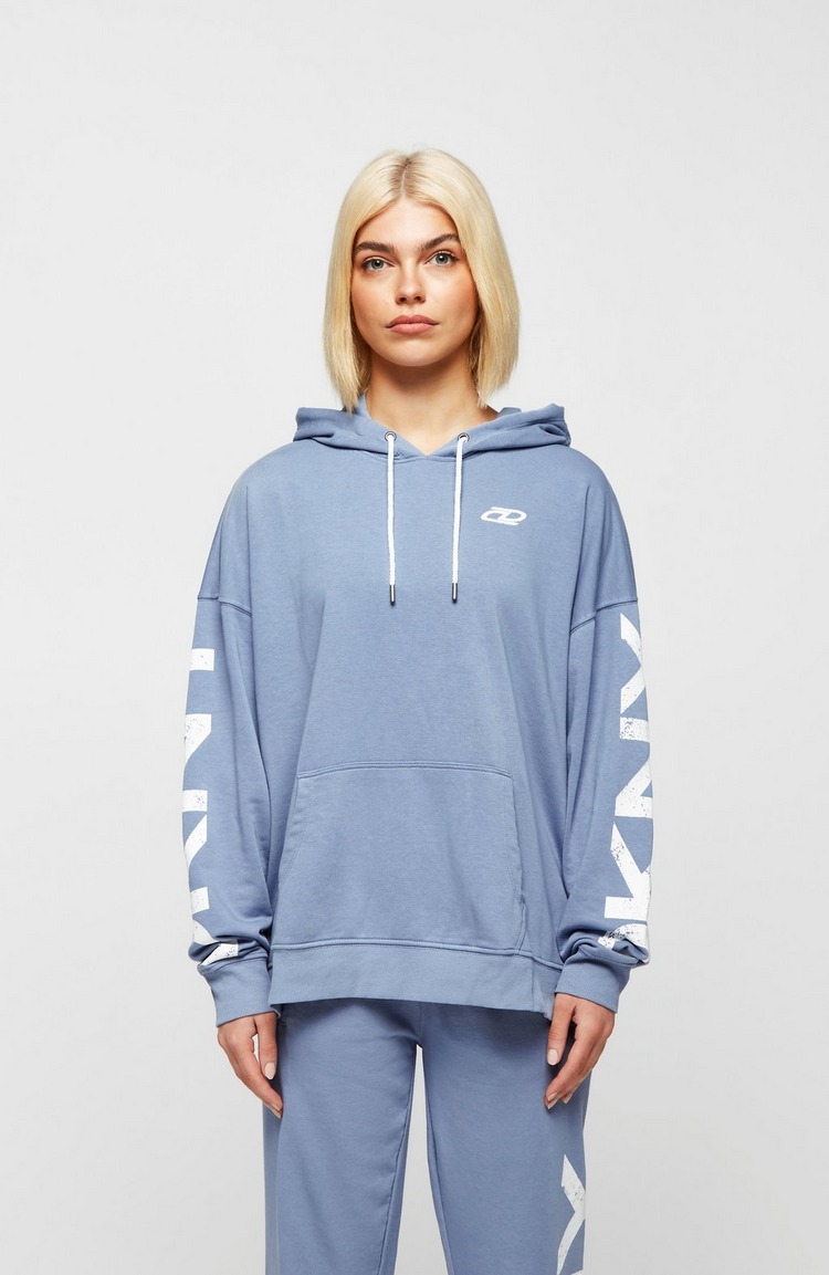 Distressed Logo Relaxed Hoodie