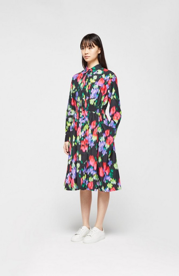 Blurred Flowers Midi Dress