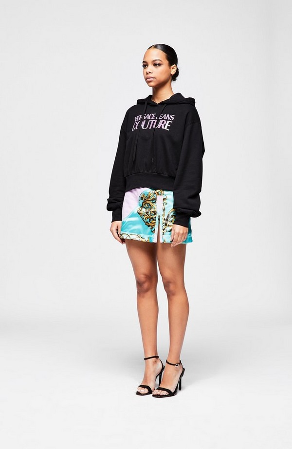 Holographic Logo Croppped Hoodie