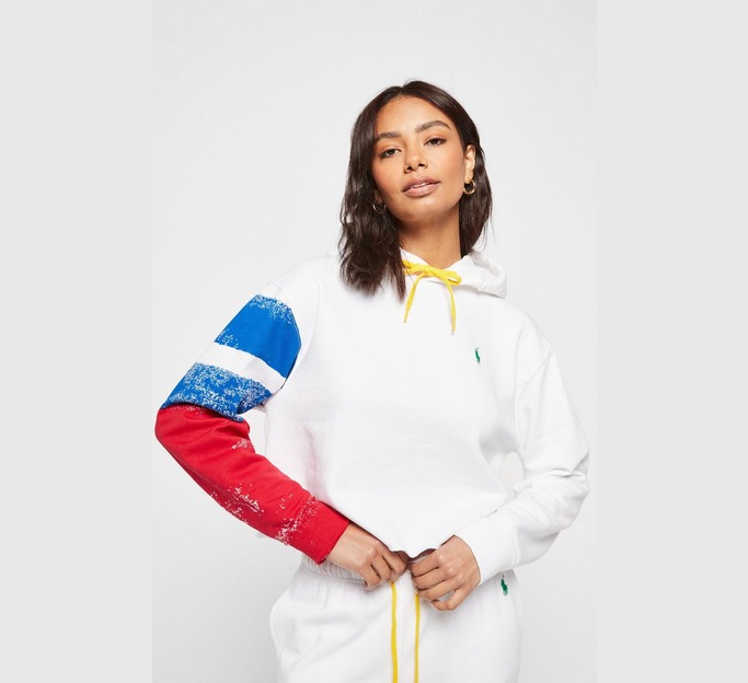 Cropped Multicolour Arm Hoodie