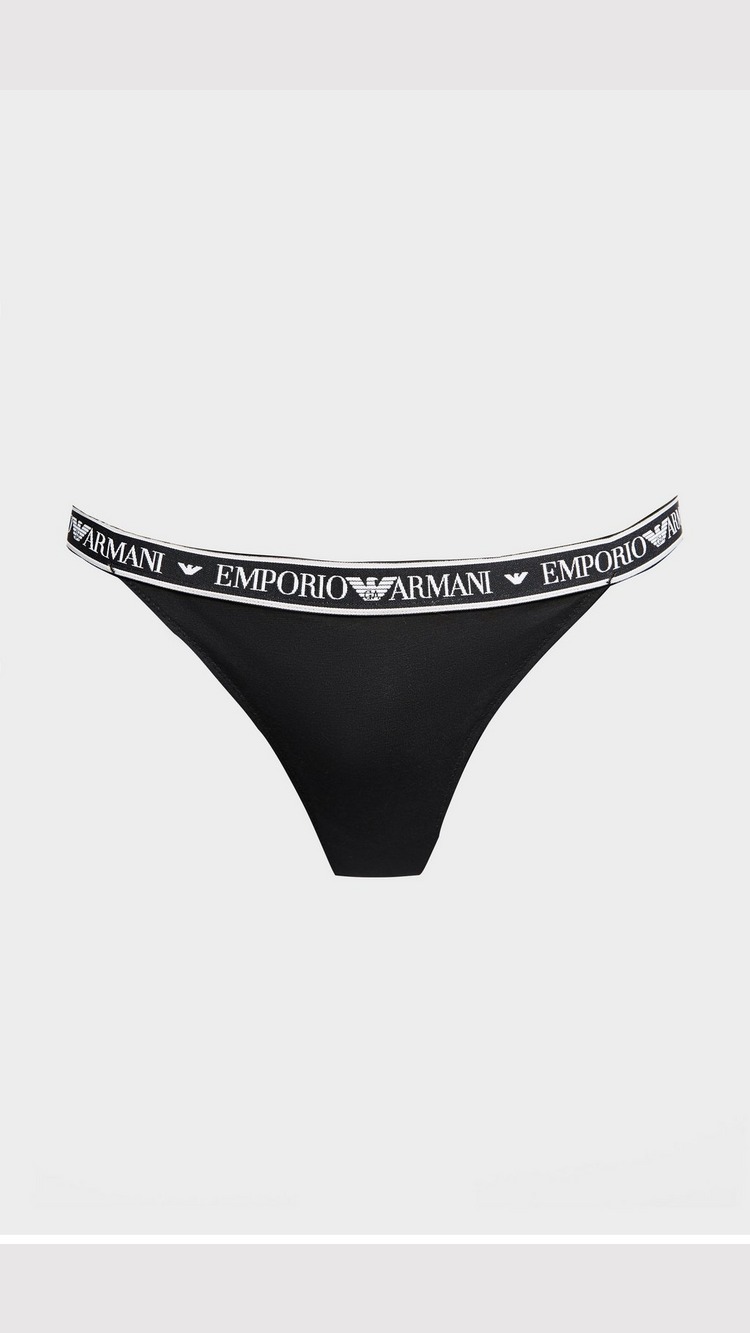 Emporio Armani Loungewear Iconic Logoband 2 Pack Thong - Black Womens,