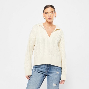 Collared Cable Knit Jumper