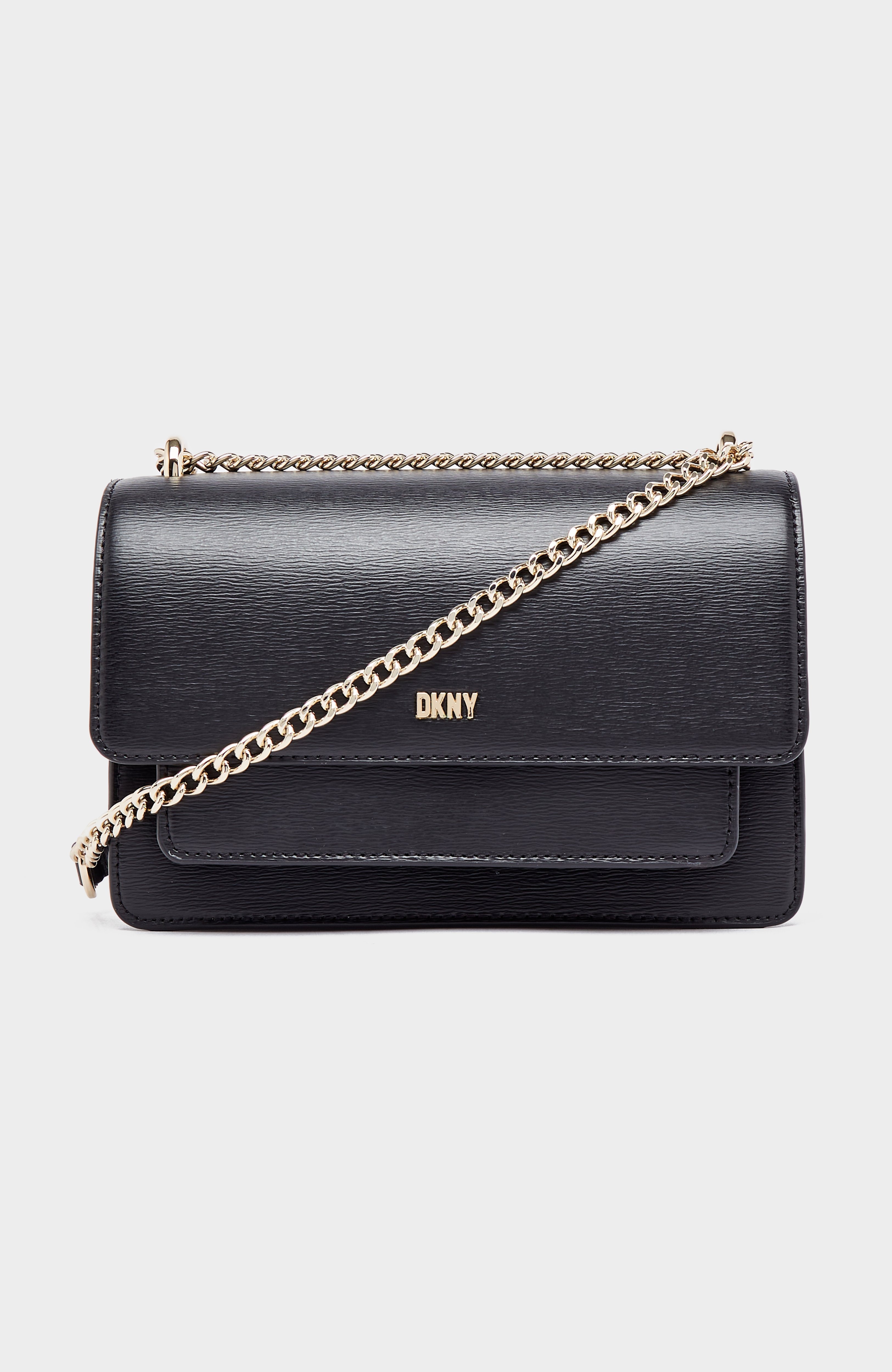 Black And Gold DKNY Bryant Park Small Chain Flap Crossbody Bag | Choice UK