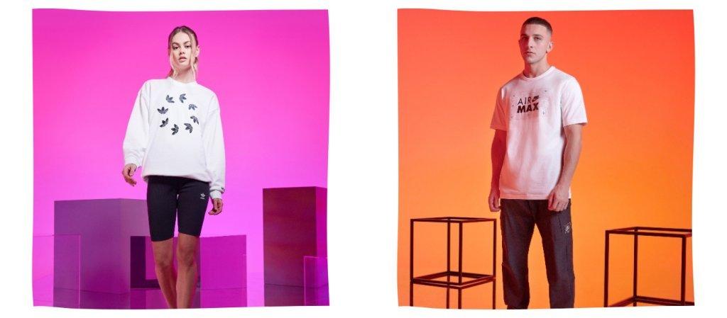 Frau und Mann mit sportlichen Styles von adidas und Nike