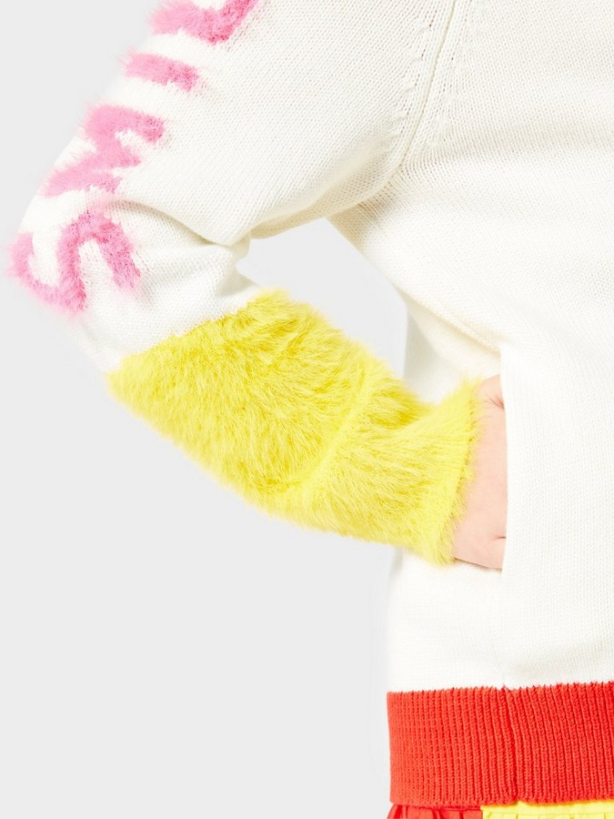 Colourblock Fuzzy Knit Intarsia Cardigan