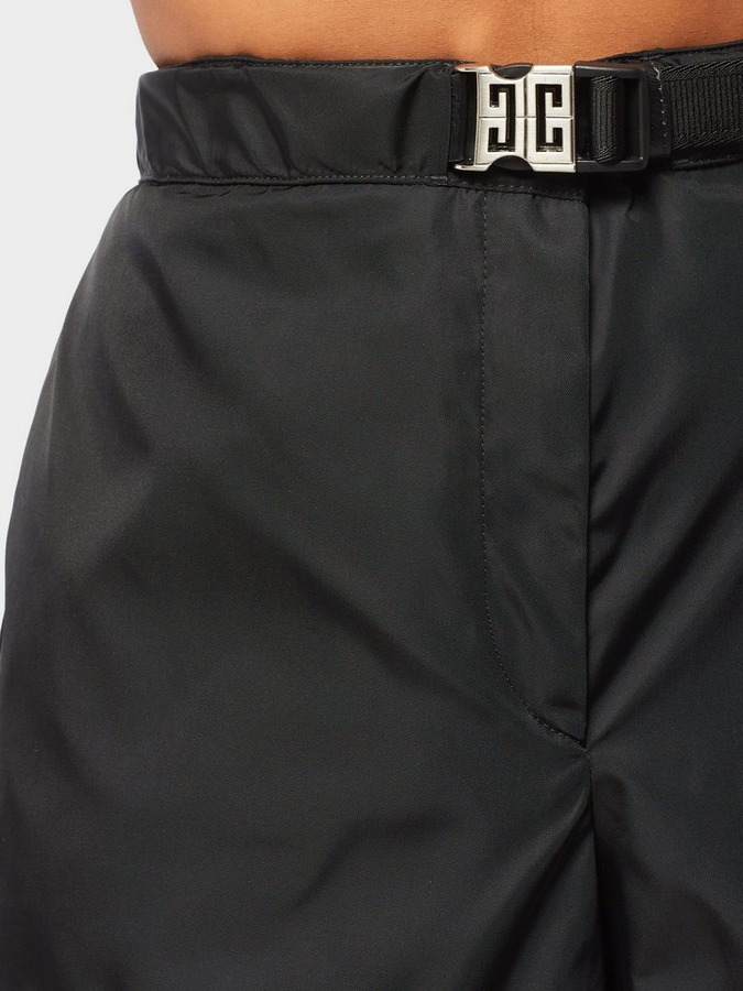 Belted Elasticated-Waist Shell Shorts