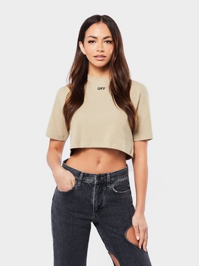 Off Stamp Ribbed Cropped Tee