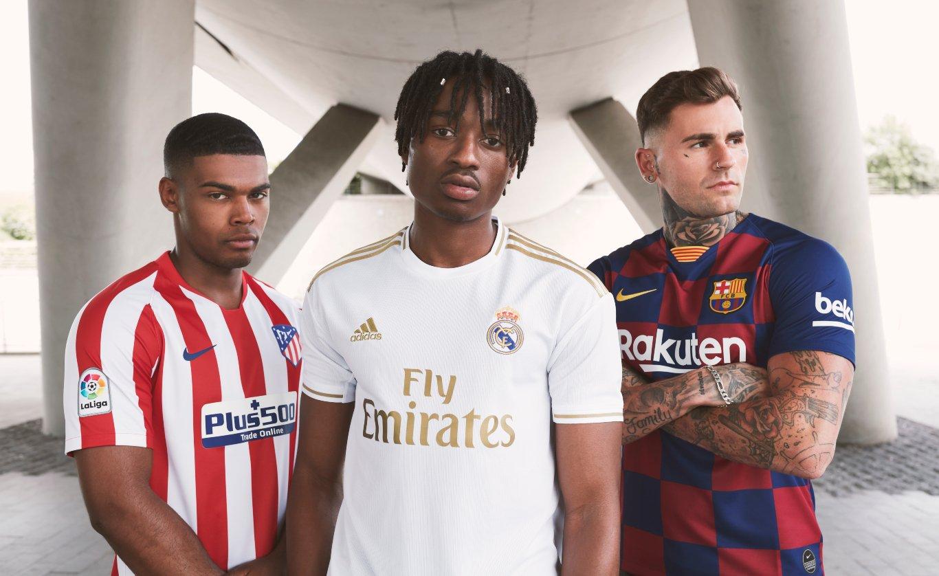 Equipaciones del Atlético de Madrid, Real Madrid y FC Barcelona