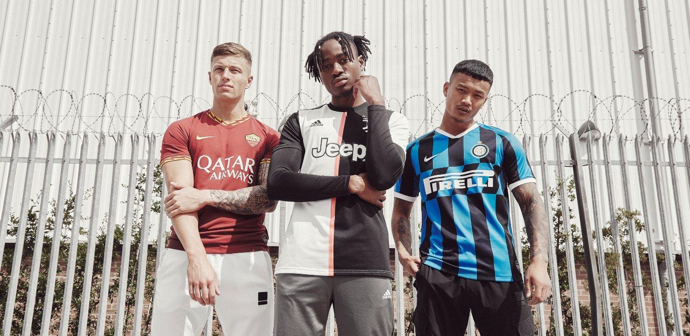 Equipaciones del AS Roma, Juventus e Inter Milán