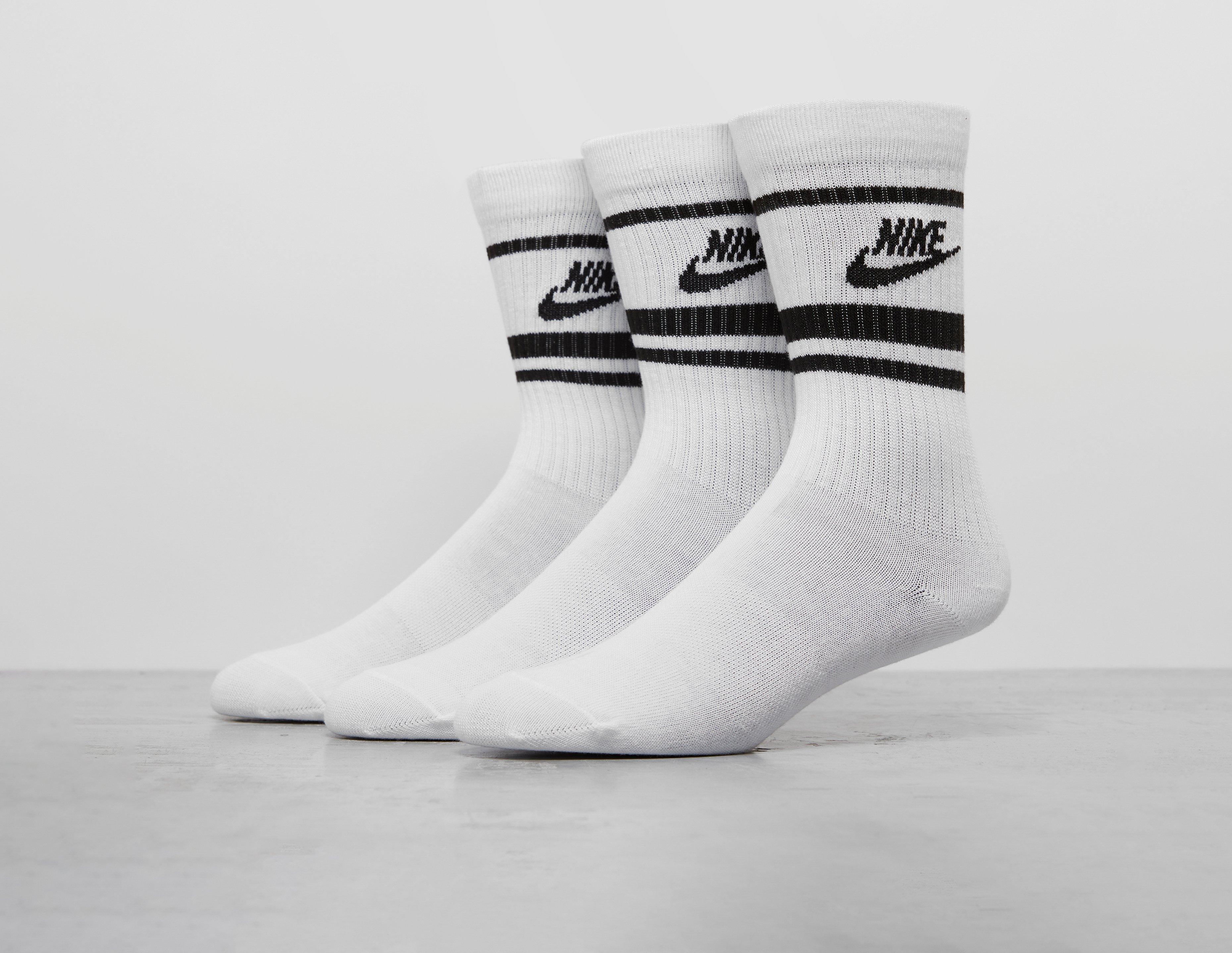 White Nike 3 Pack Essential Stripe Socks Footpatrol