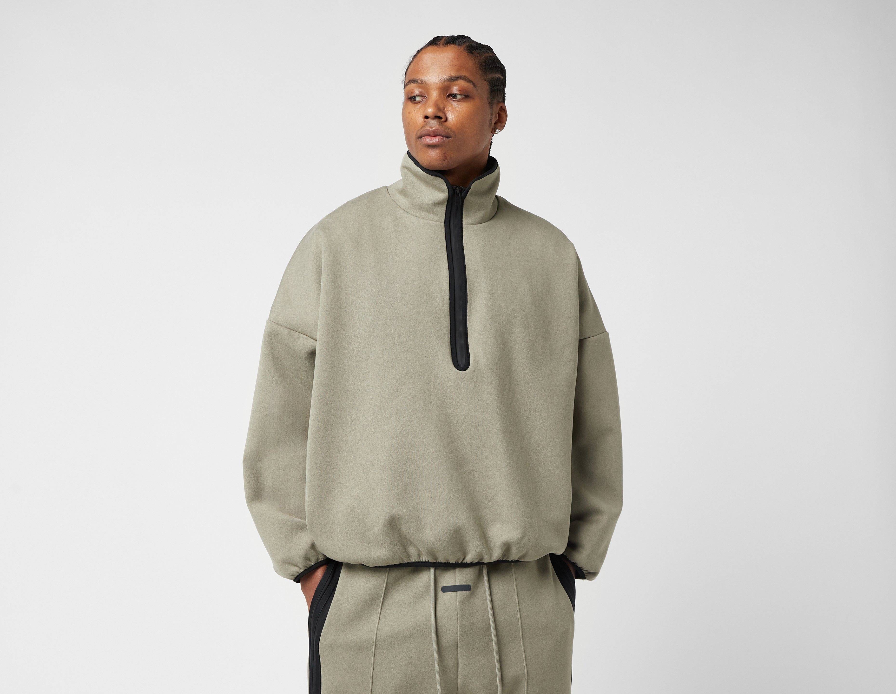 Grey adidas x Fear of God Athletics Suede Fleece 1 4 Zip Footpatrol
