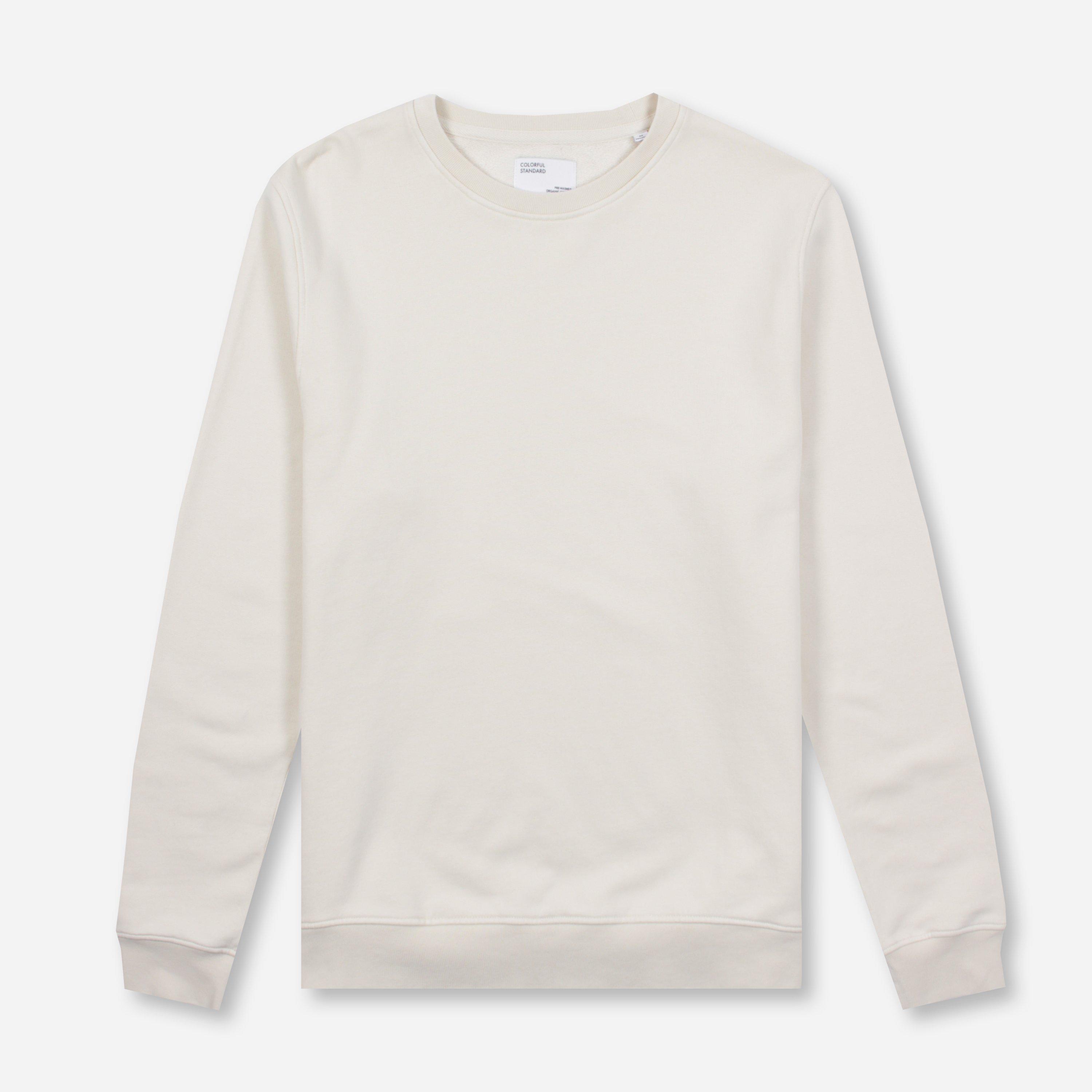 cream colored crew neck sweatshirt