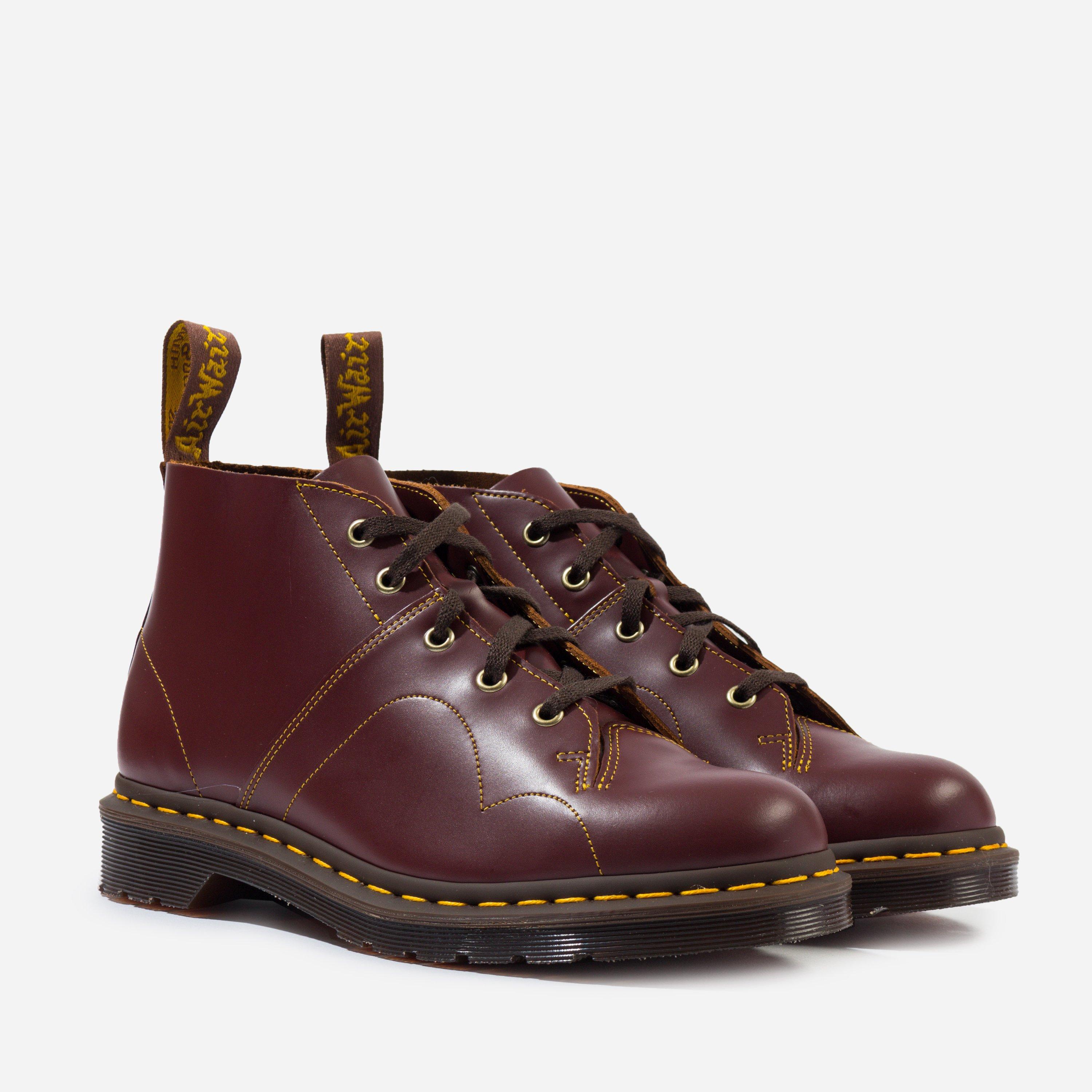 dr martens church oxblood leather flat ankle boots