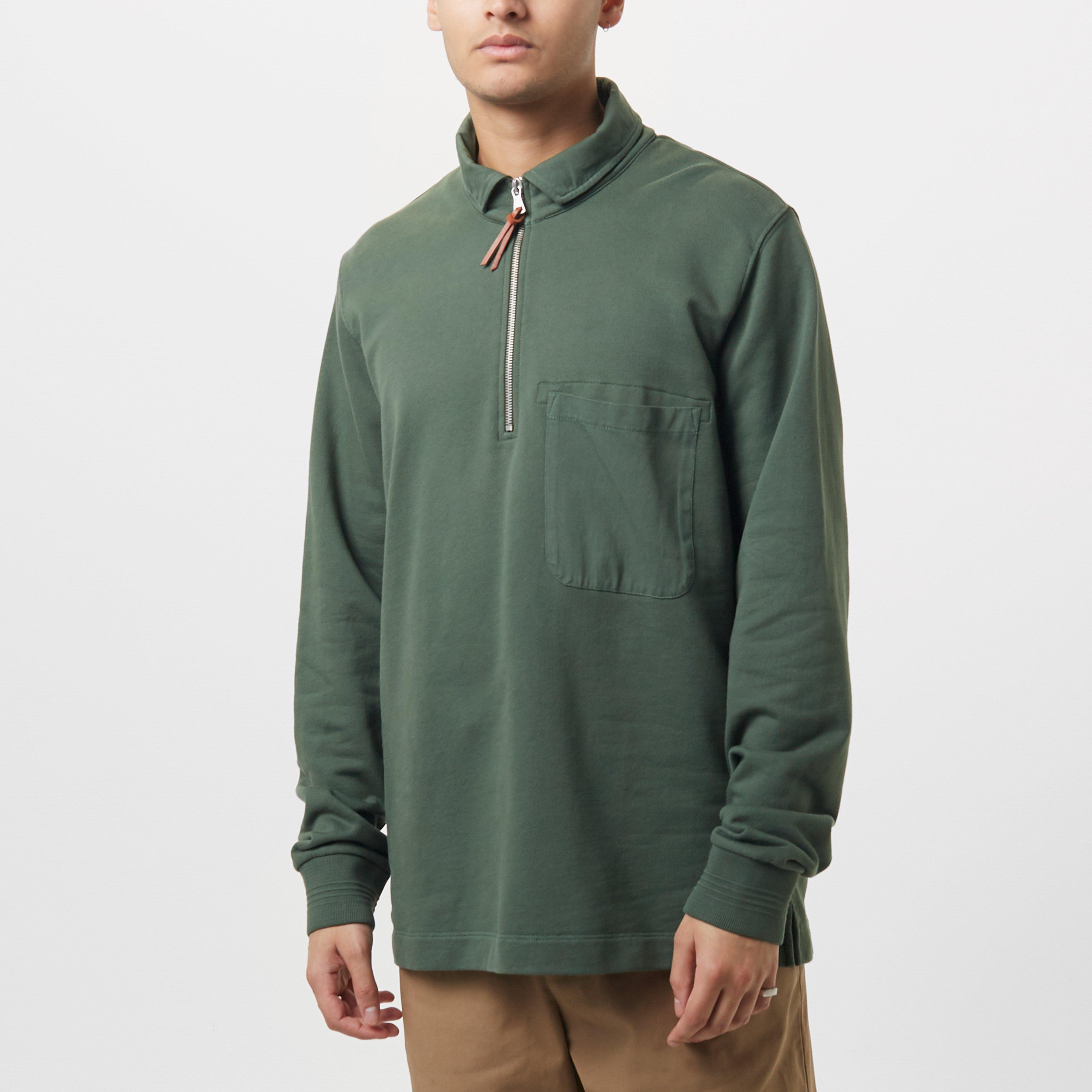 green quarter zip pullover