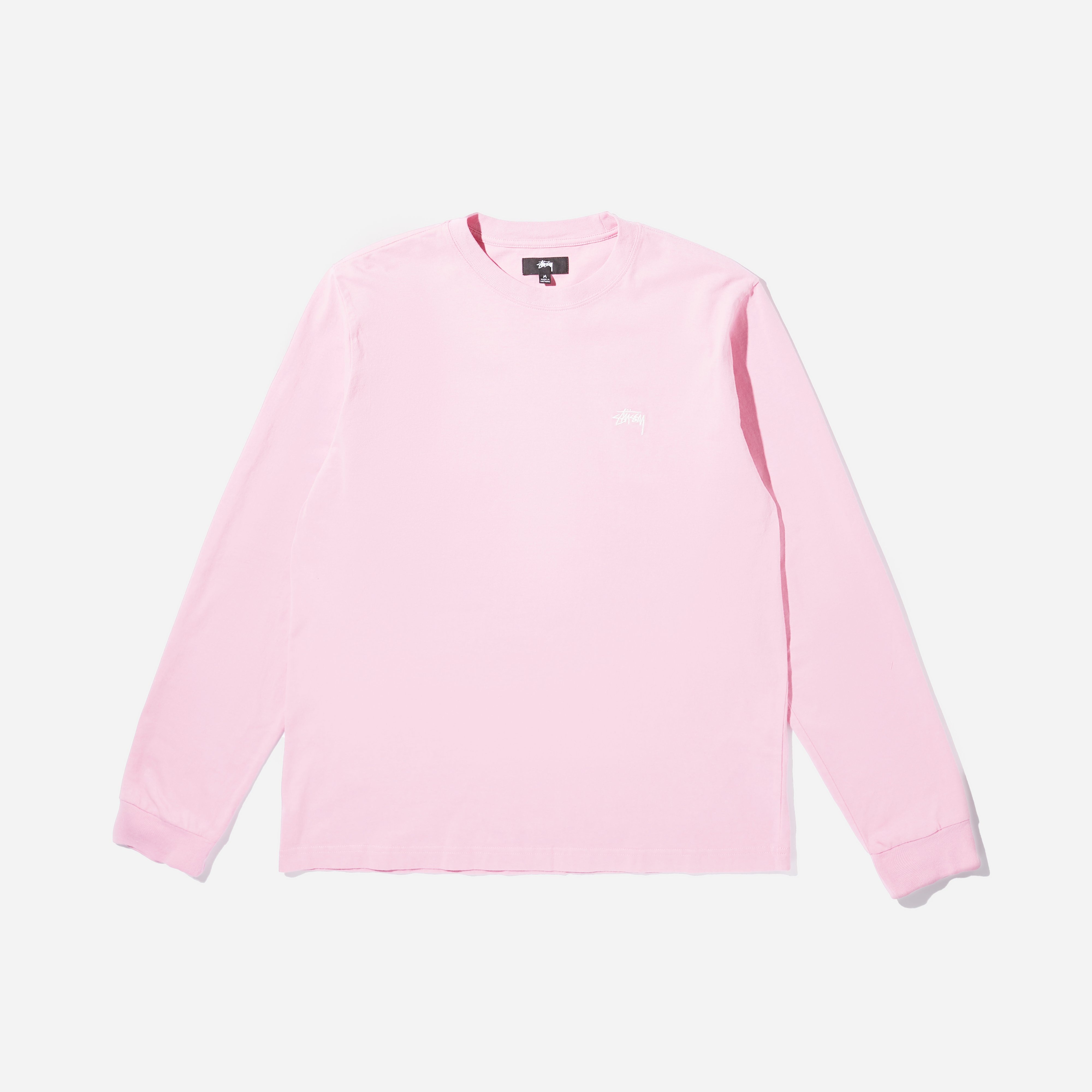 Pink Stussy Stock Logo Long Sleeve T Shirt Hip