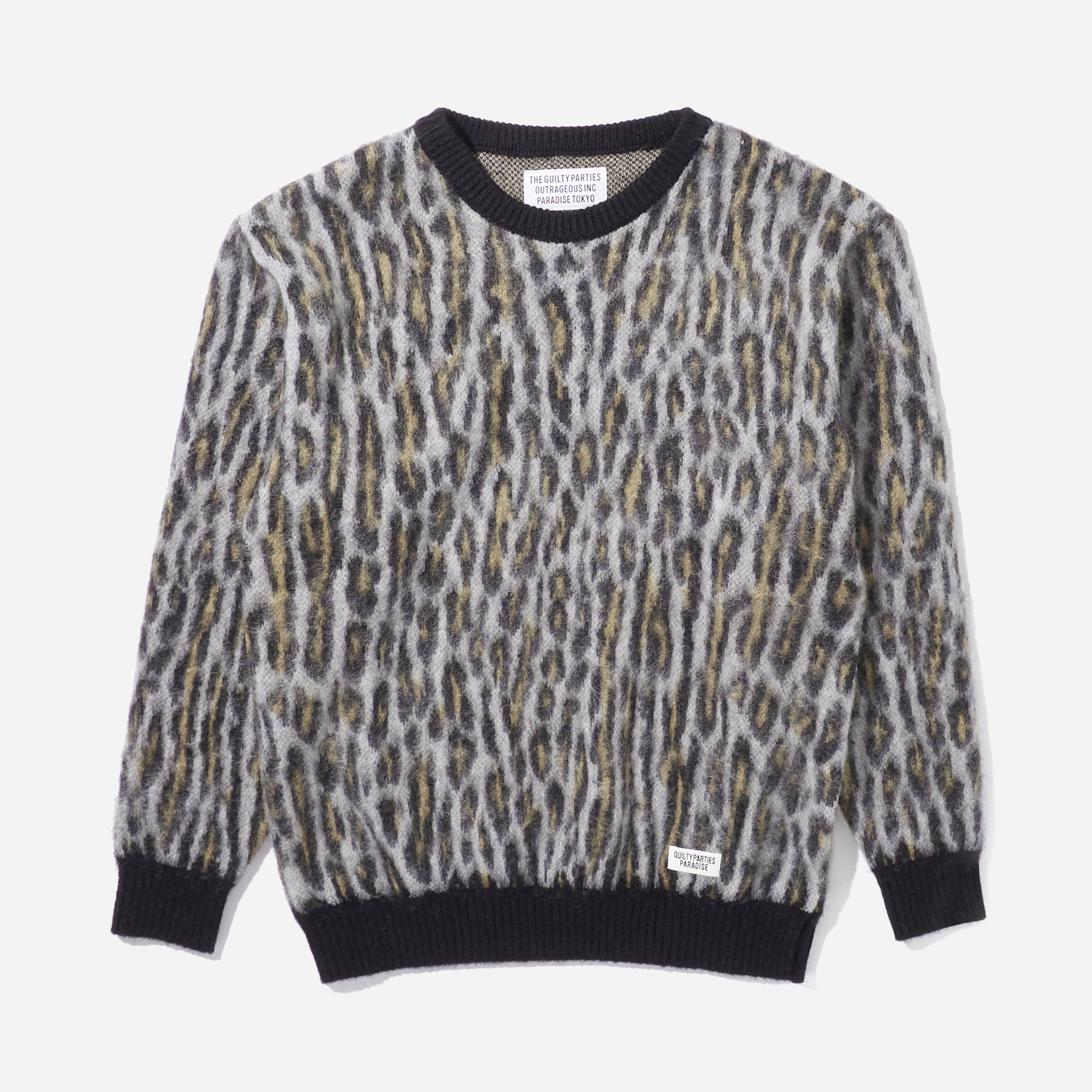 カーキ×インディゴ WACOMARIA leopard mohair knit - 通販 - pnp.na