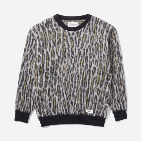 Wacko Maria Leopard Mohair Knit Crewneck Sweater