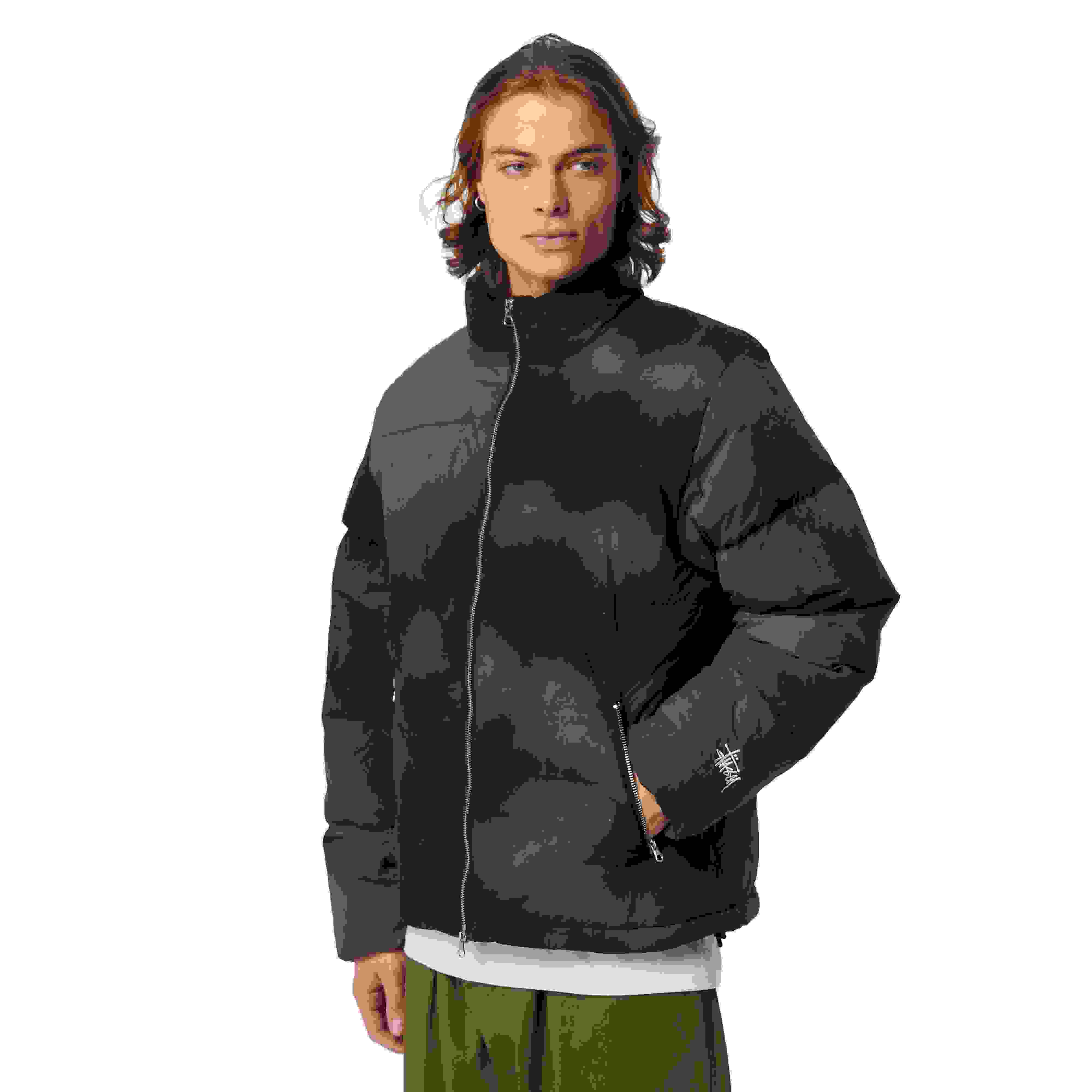 Black Stussy Recycled Nylon Down Puffer Jacket | HIP