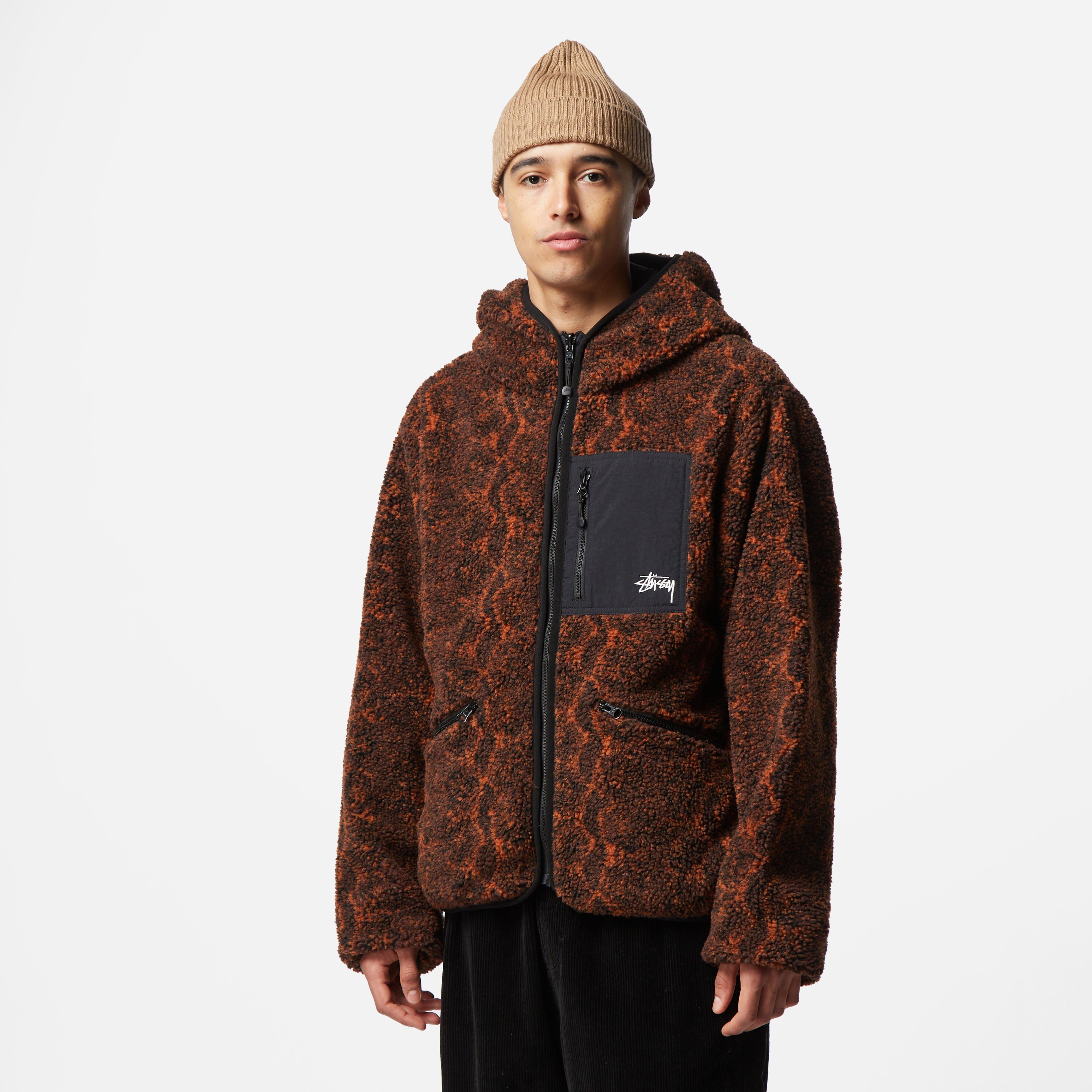 Brown Stussy Reversible Snake Jacquard Sherpa Jacket | HIP