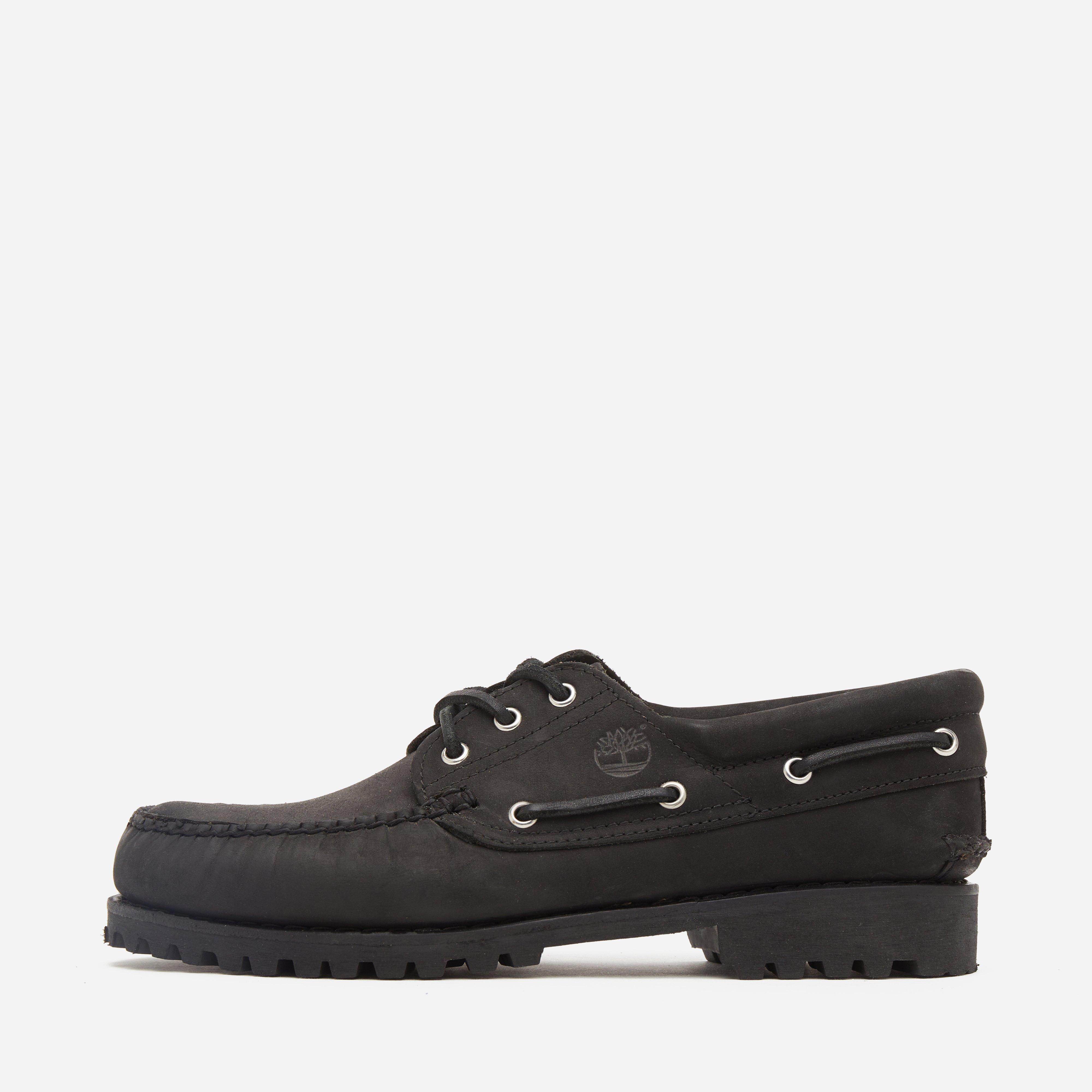 Black Timberland 3-Eye Lug Handsewn Boat Shoe | HIP