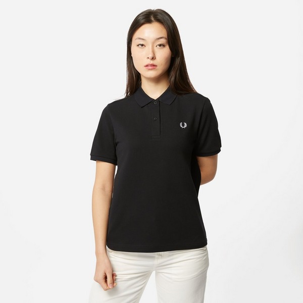 Black Fred Perry Twin Tipped Polo Shirt Women's | HIP
