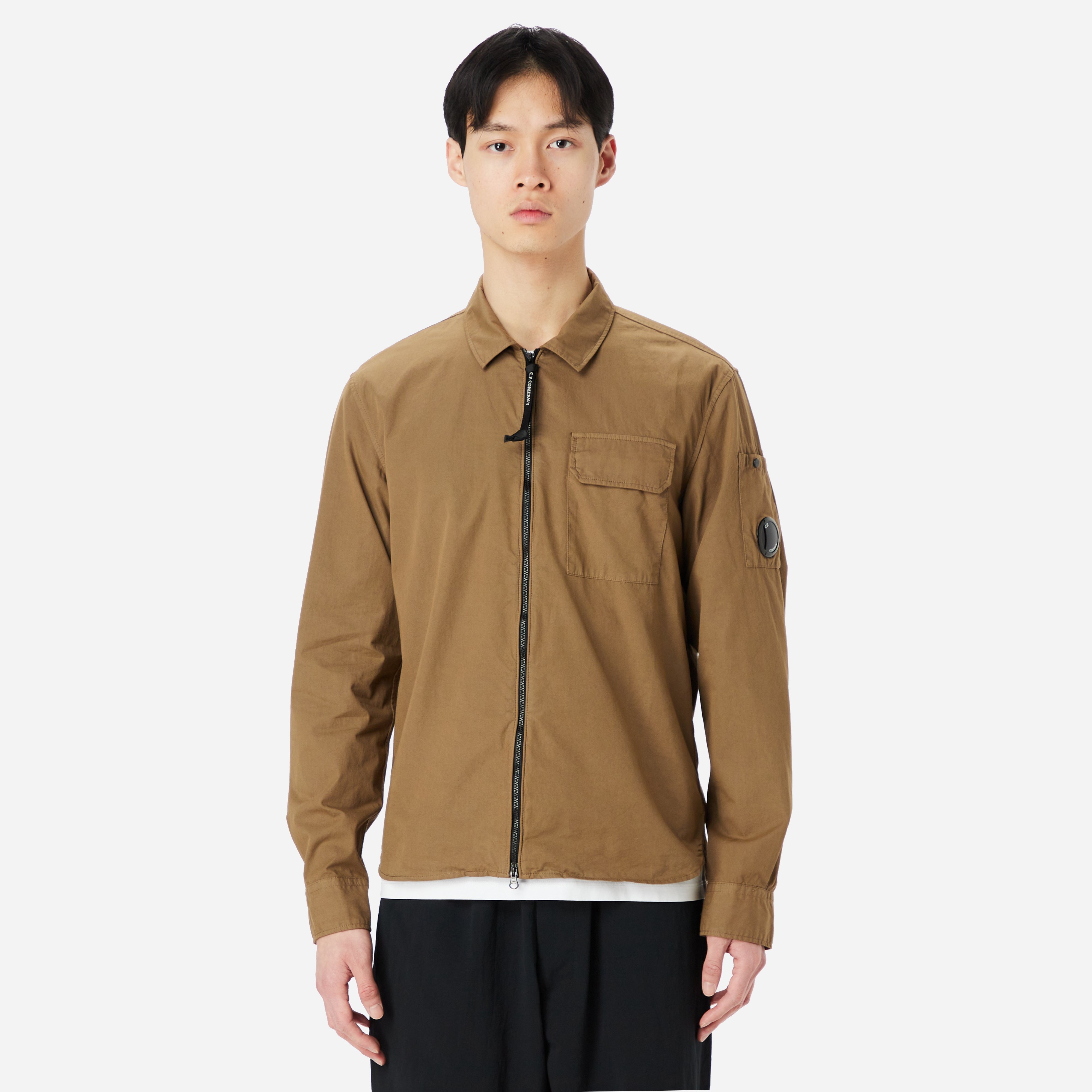 Brown C.P. Company Gabardine Zipped Overshirt | HIP