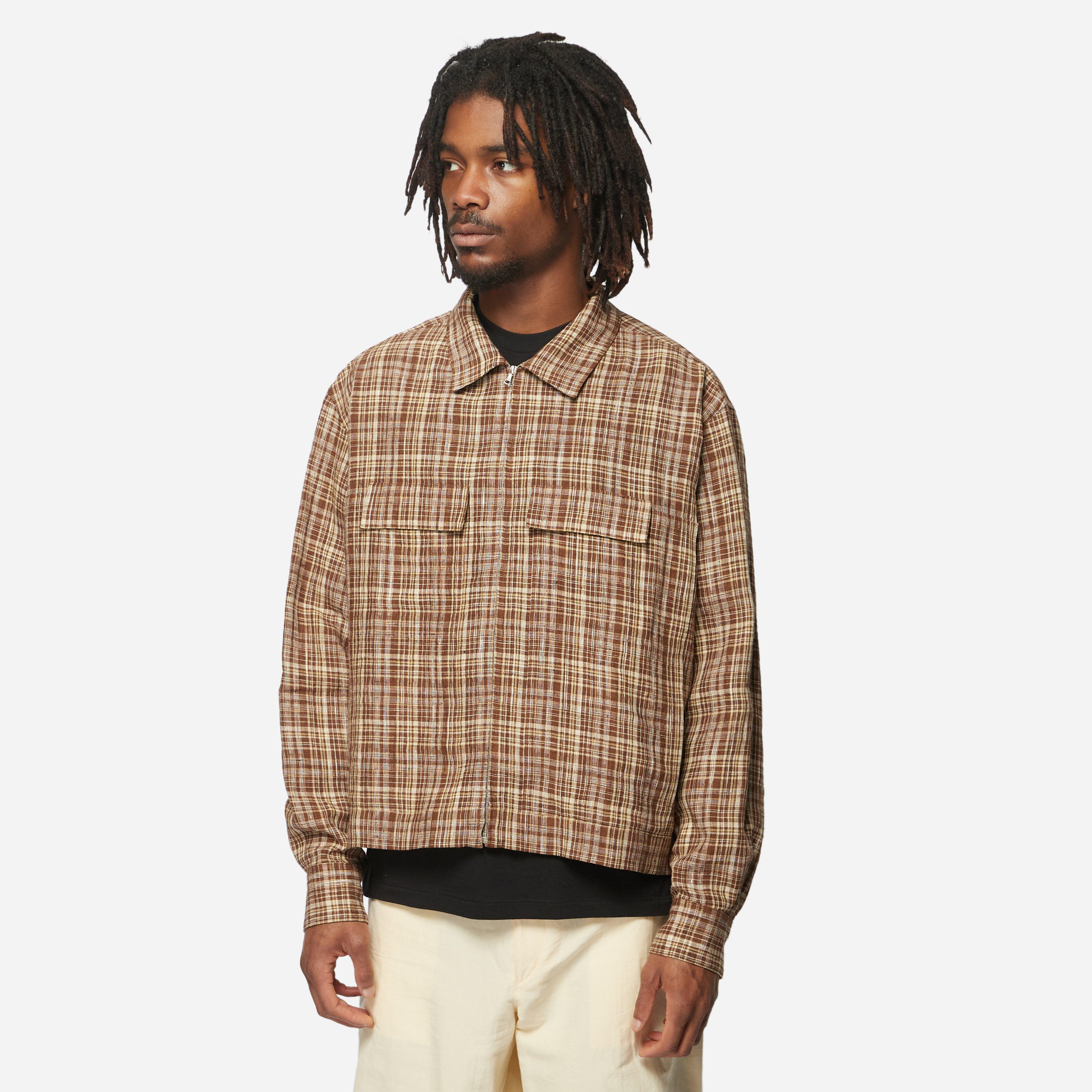 Auralee Linen Silk Check Zip Blouson Jacket