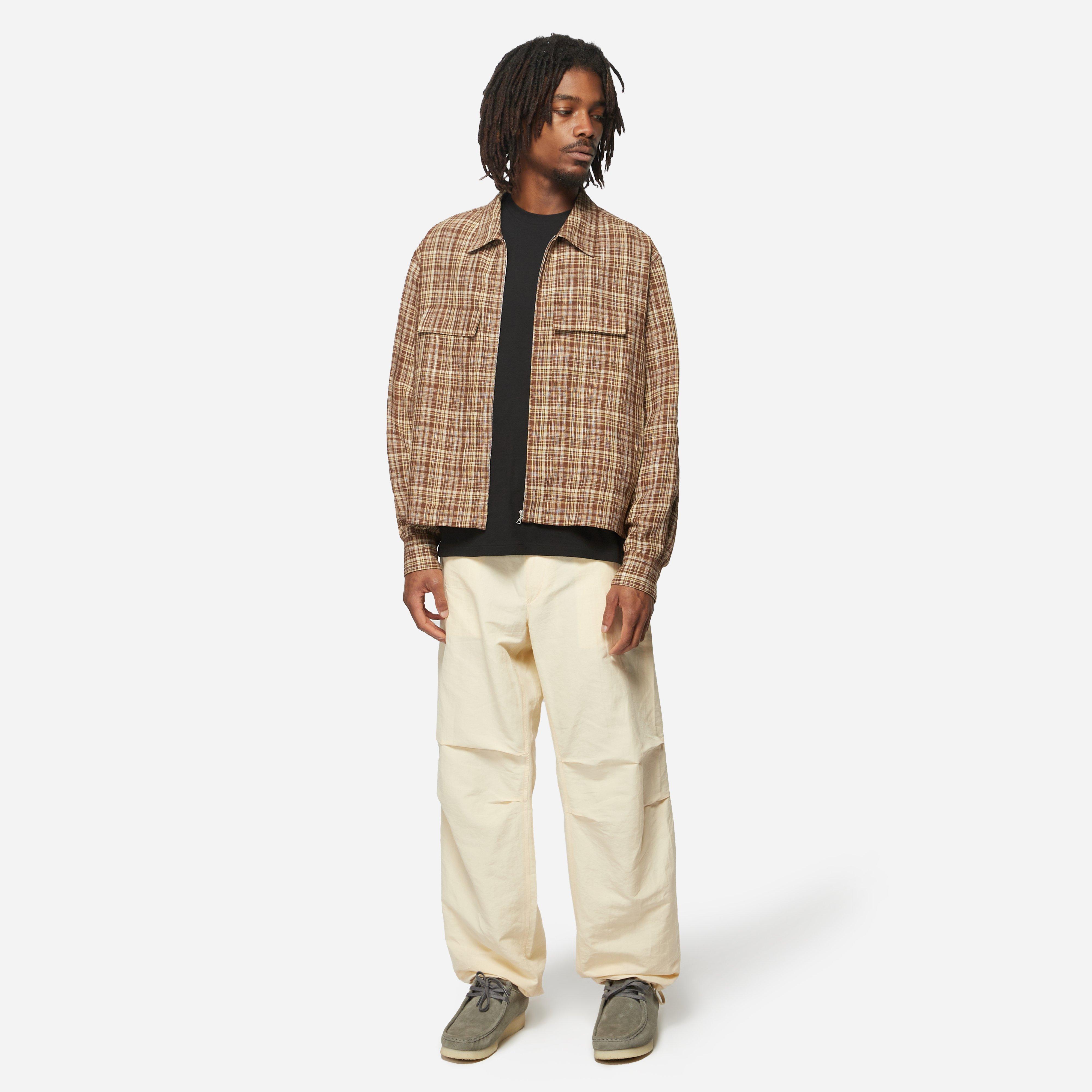Brown Auralee Linen Silk Check Zip Blouson Jacket | HIP