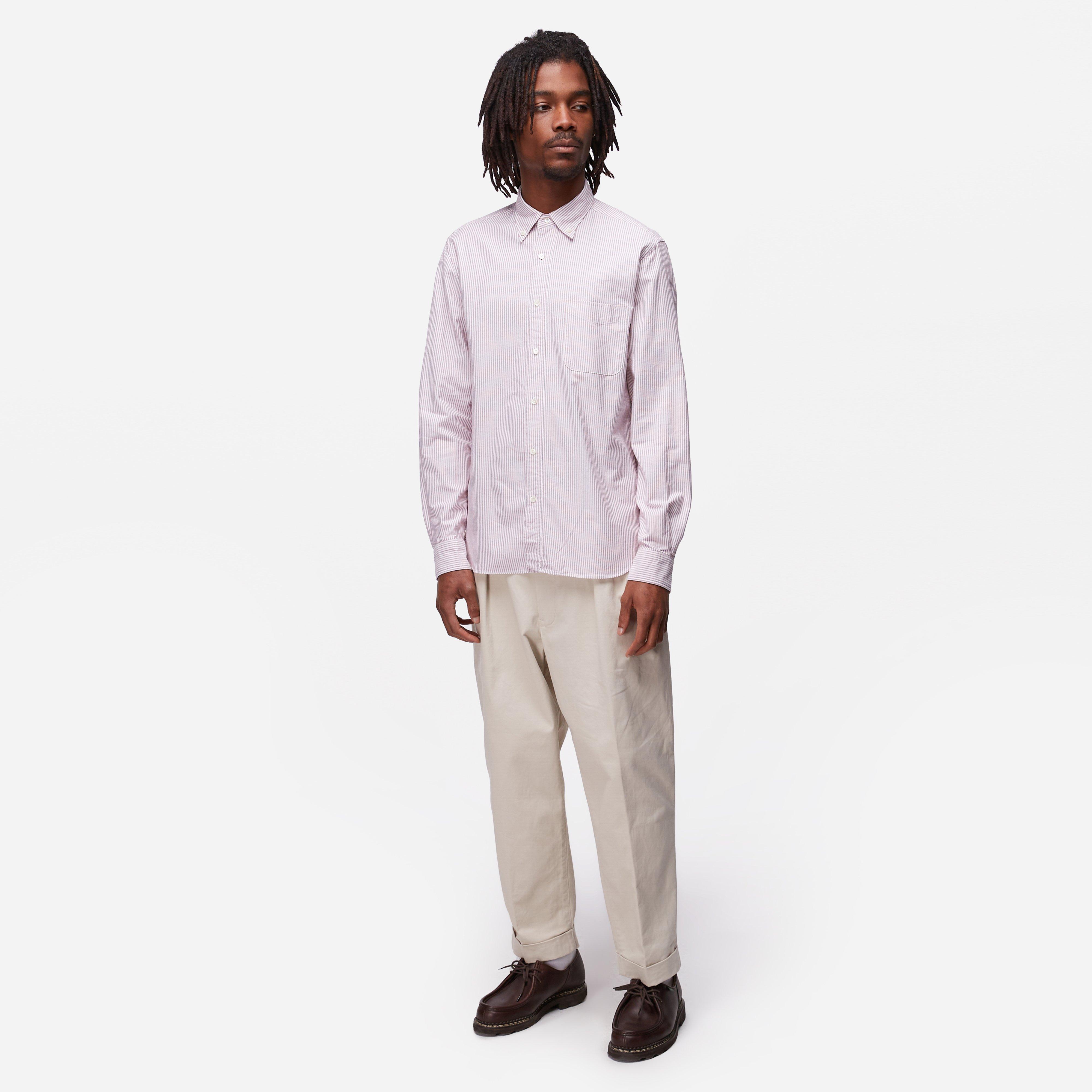 Beams Plus Button Down Striped Oxford Shirt