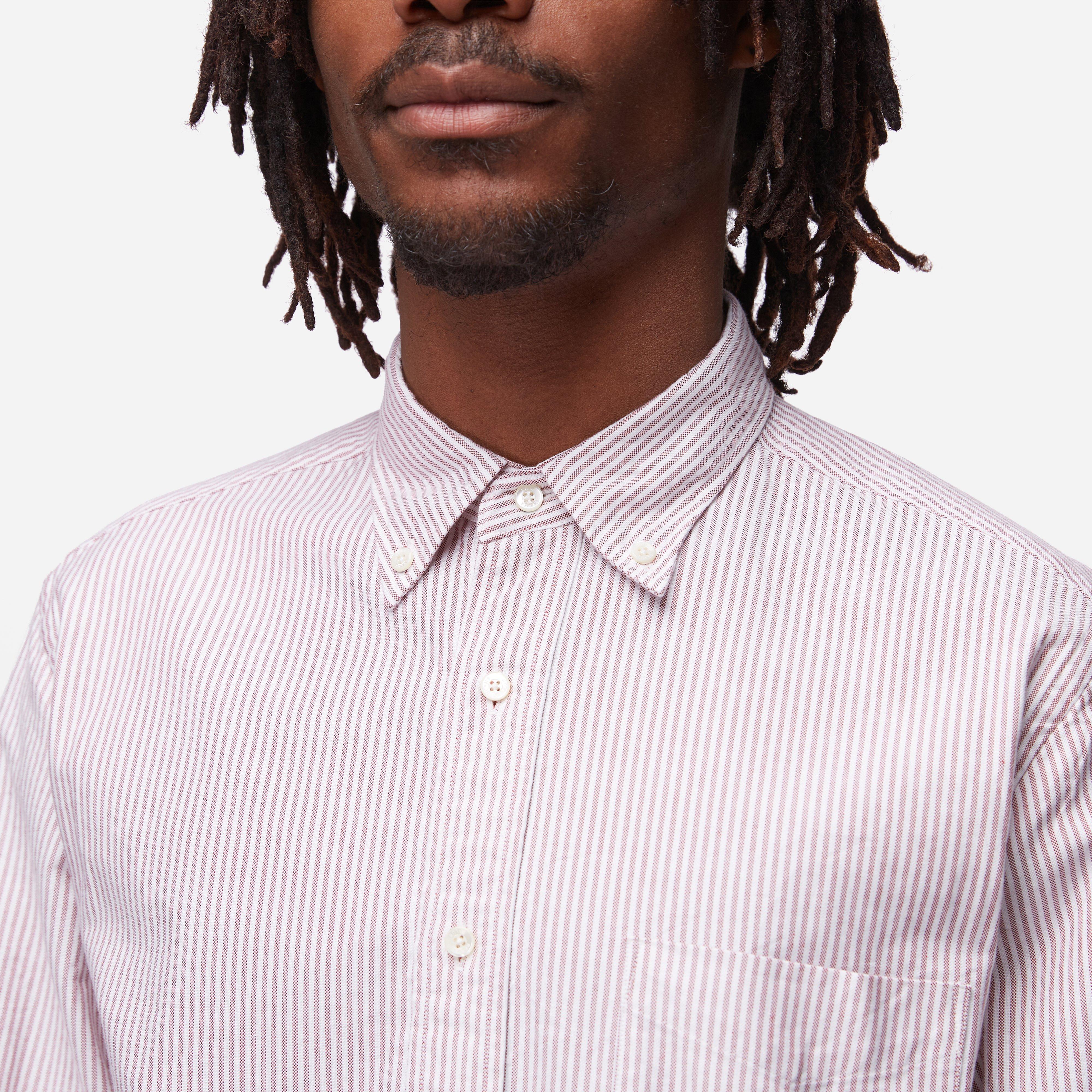 Beams Plus Button Down Striped Oxford Shirt