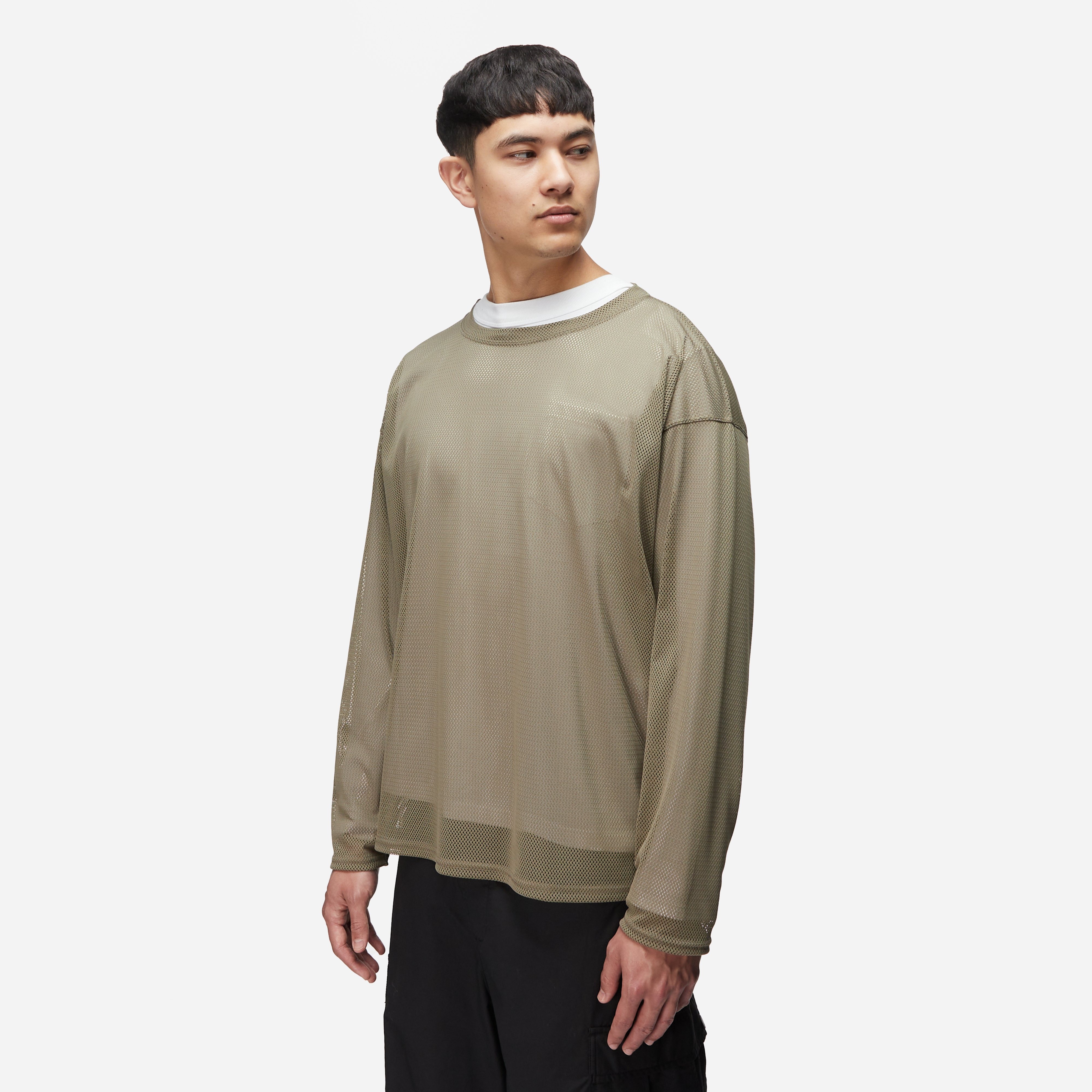 Green South2 West8 Crew Neck Knit Mesh Shirt | HIP