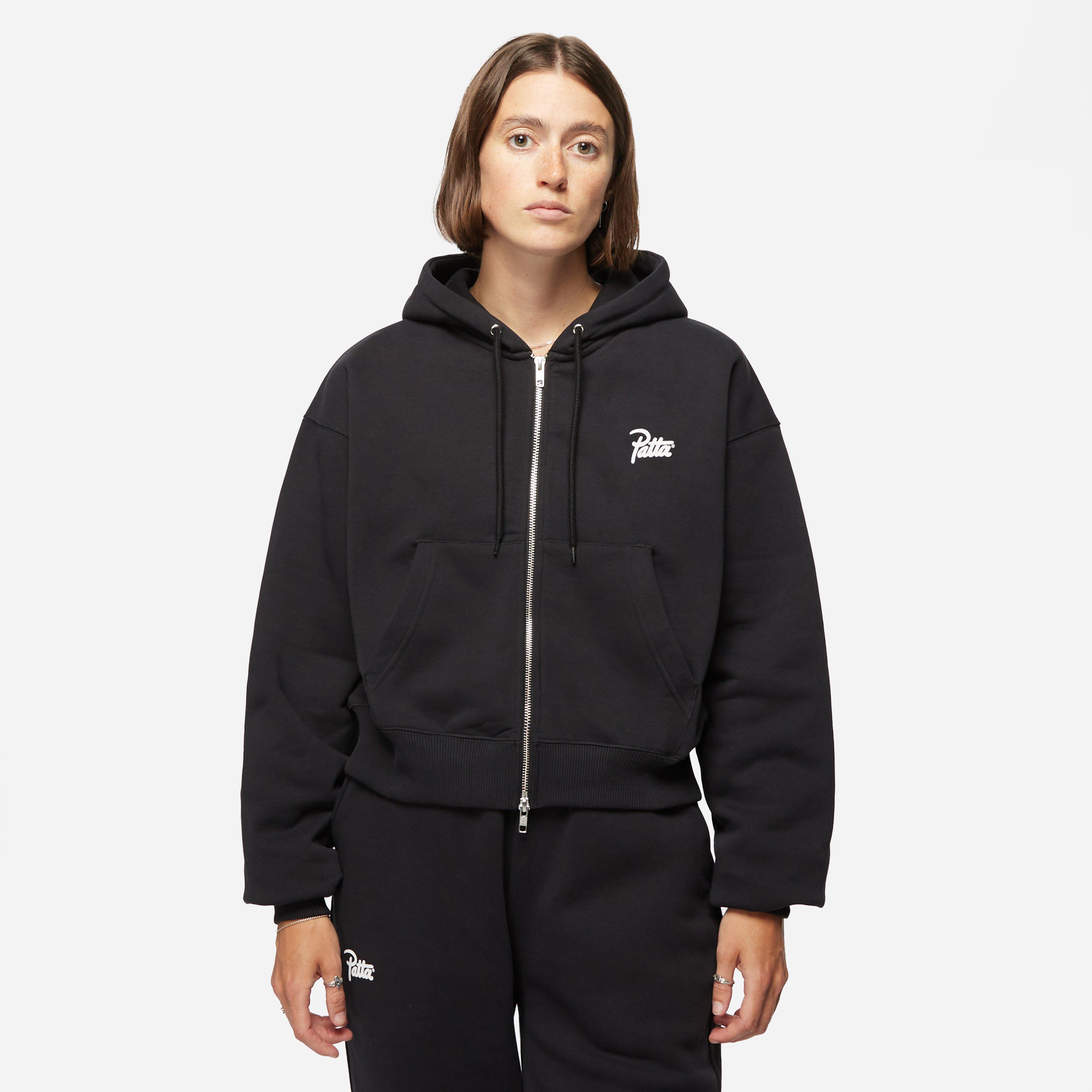 Black Patta Femme Basic Cropped Zip Hoodie | HIP