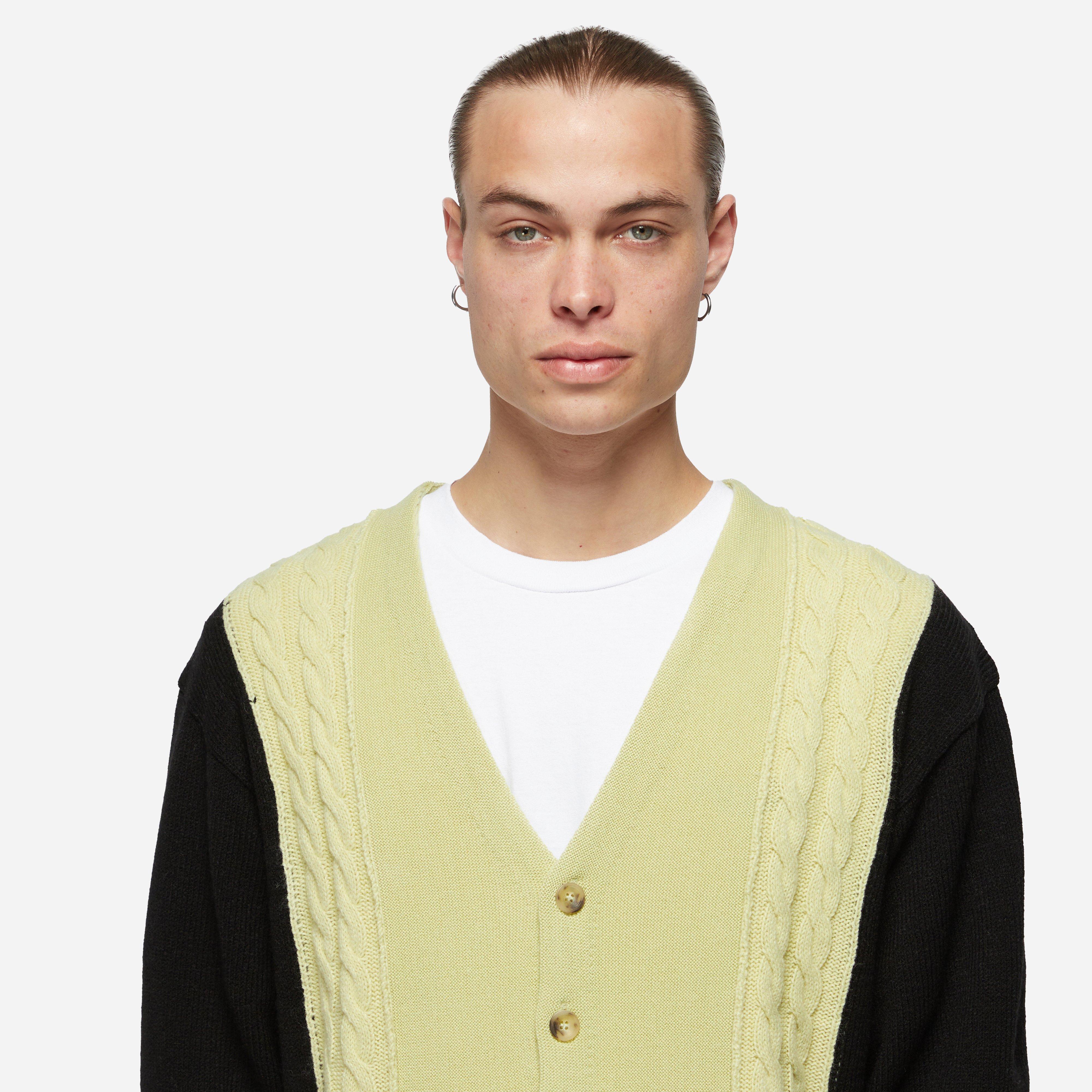 Awake NY Contrast Panel Wool Cardigan
