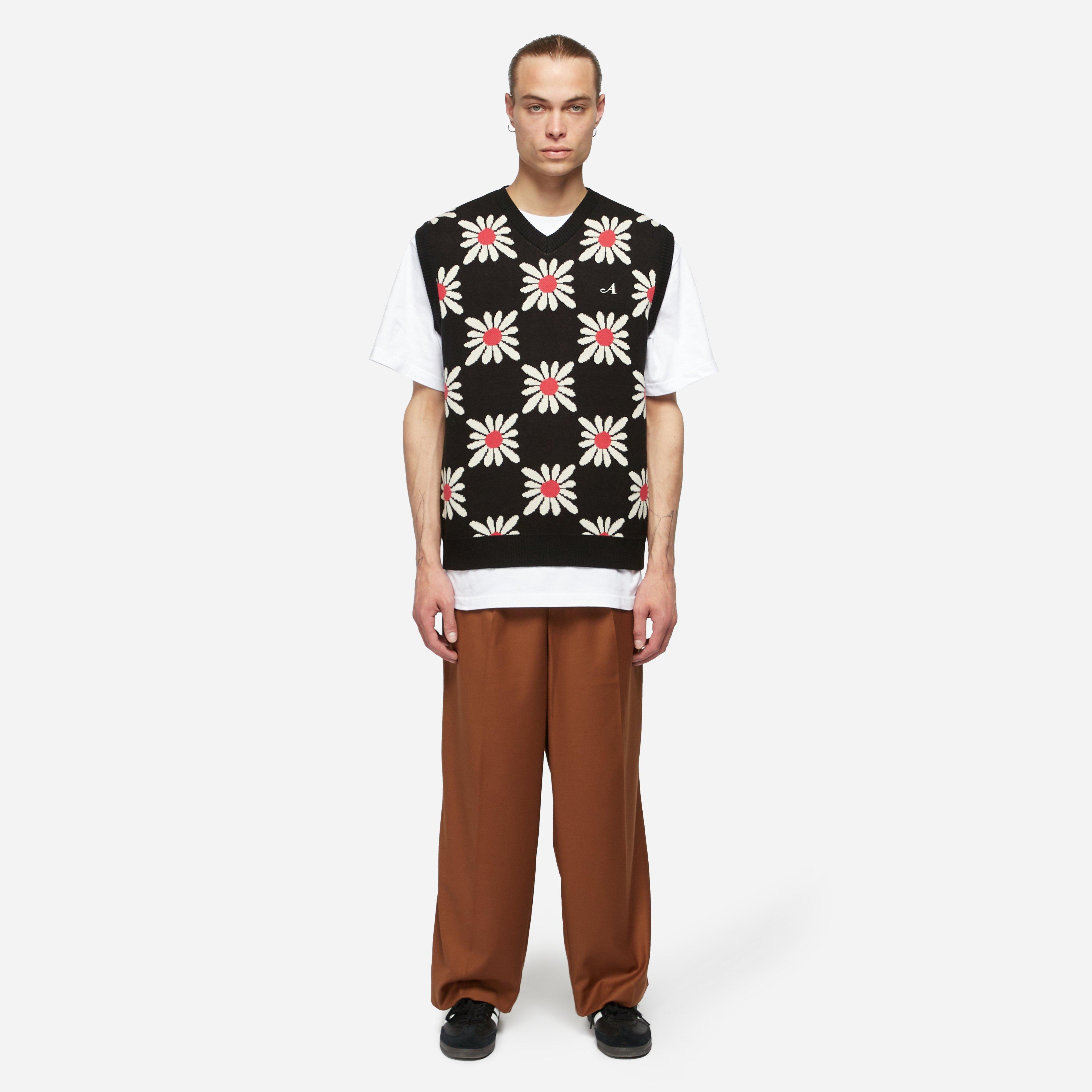 Awake NY Checkered Floral Sweater Vest