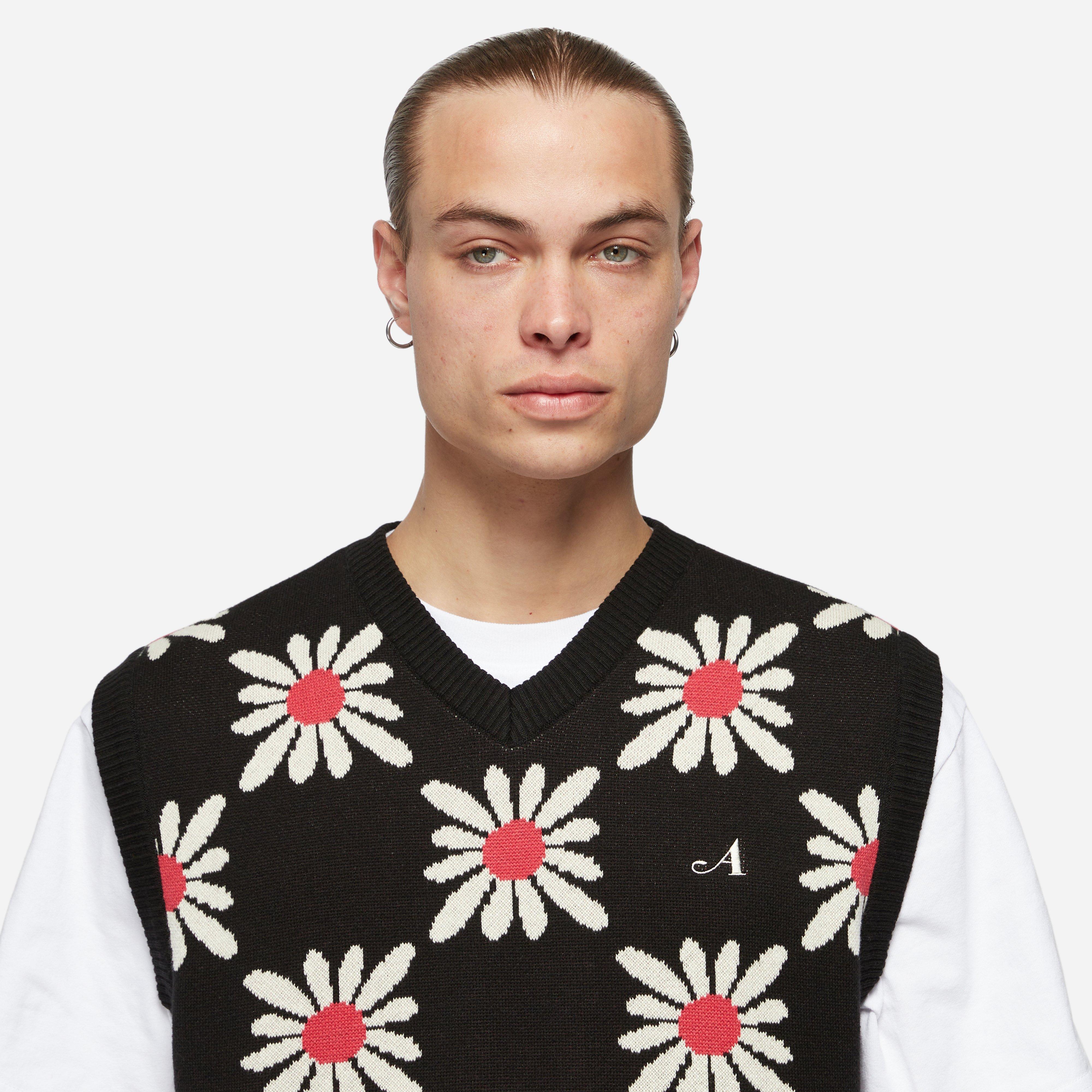 Awake NY Checkered Floral Sweater Vest