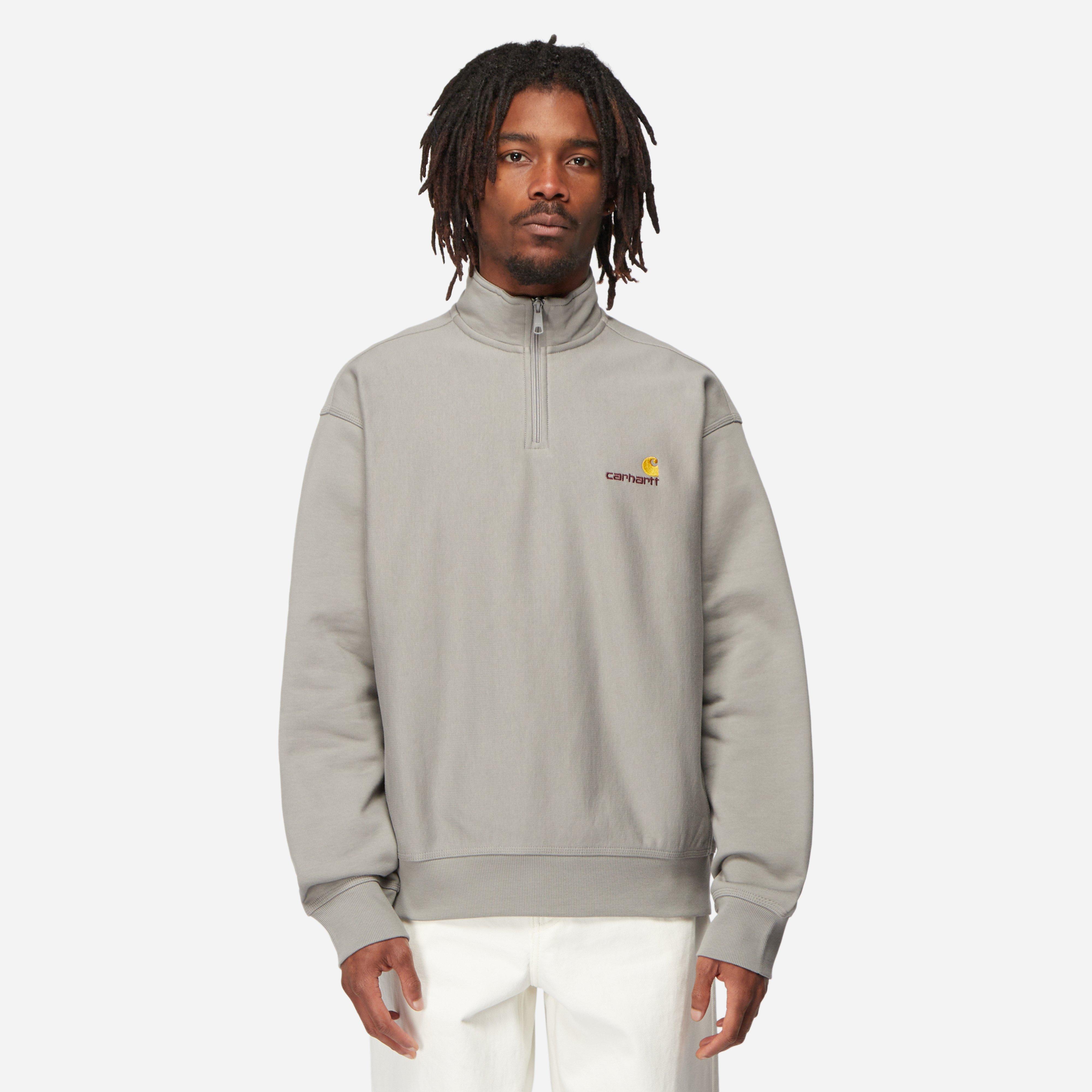 Grey Carhartt WIP American Script Half Zip Sweatshirt | HIP