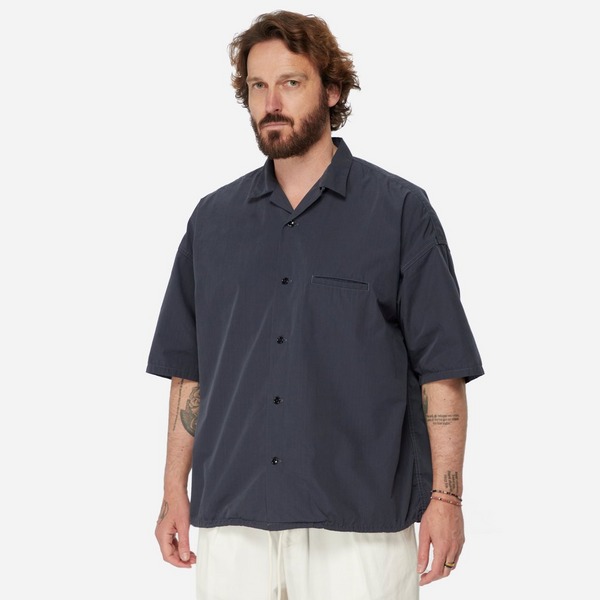 Navy Nanamica Open Collar Wind Shirt | HIP