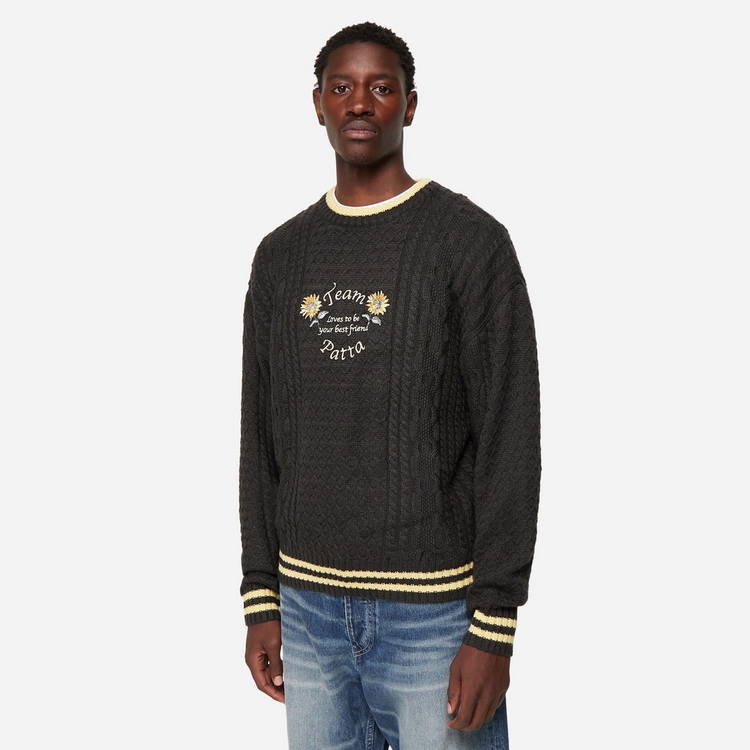 Black Patta Loves You Cable Knitted Sweater | HIP
