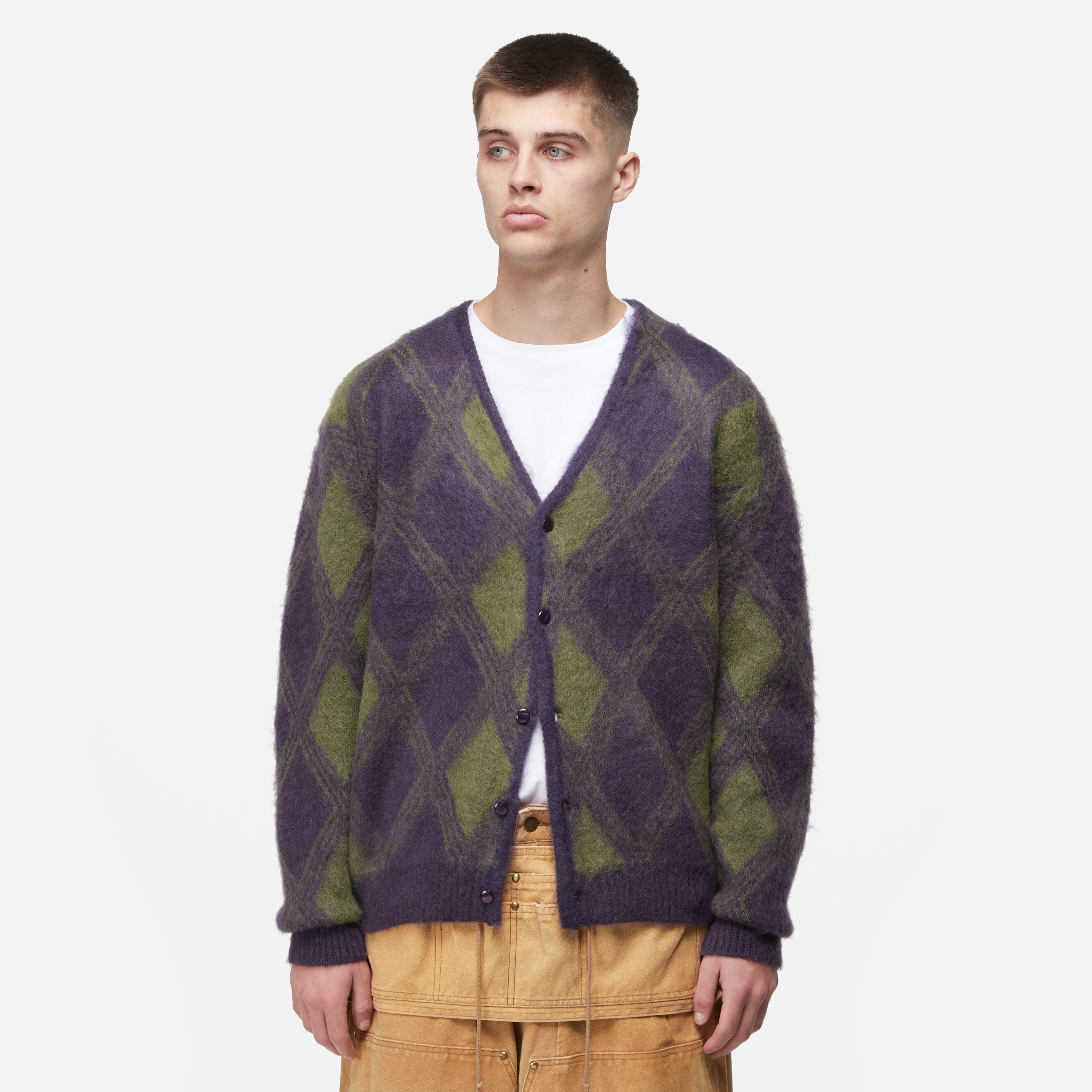 Purple Needles Mohair Argyle Cardigan | HIP