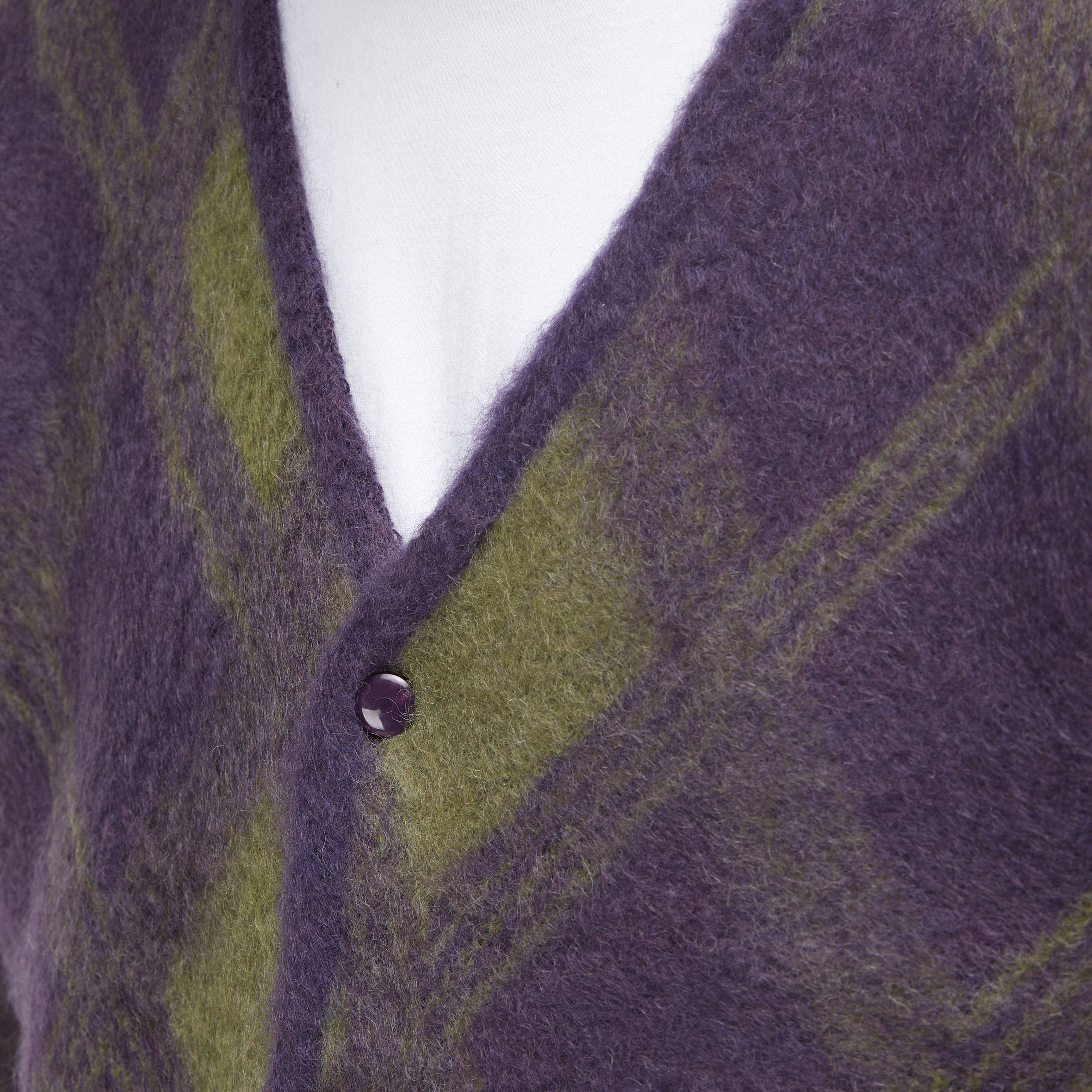 Purple Needles Mohair Argyle Cardigan | HIP