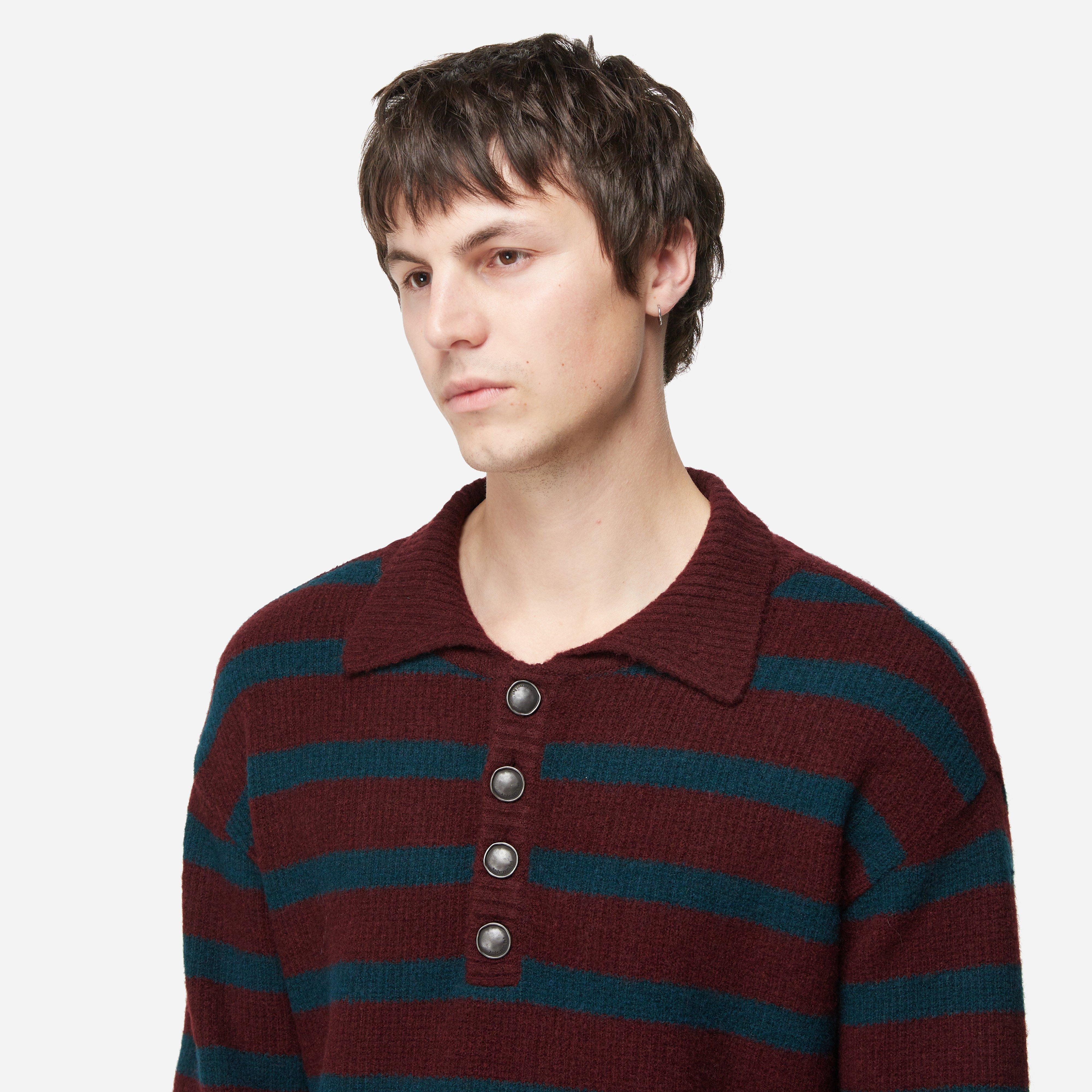 Andersson Bell Striped Knitted Polo Shirt