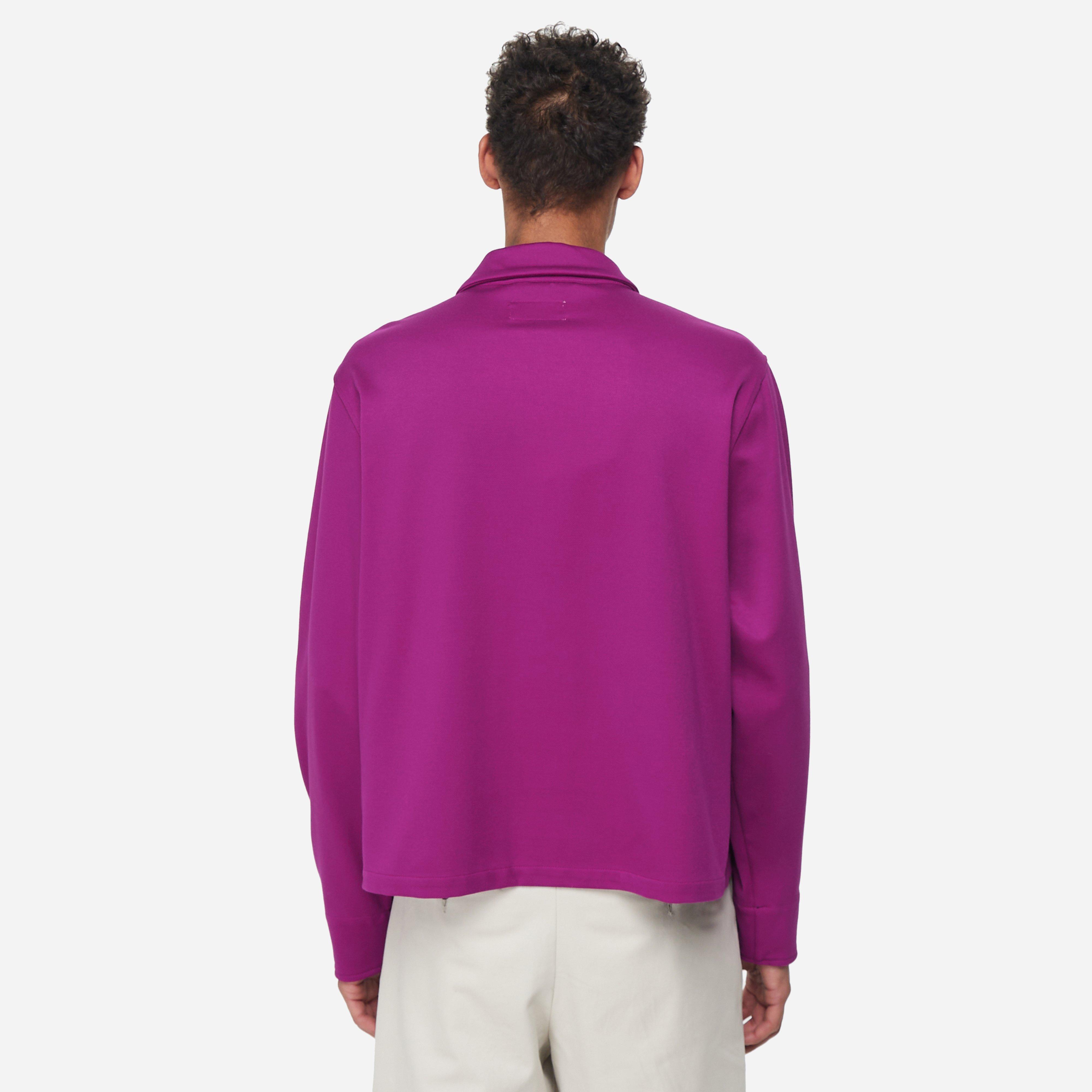 4SDESIGNS Woven Long Sleeve Polo Shirt