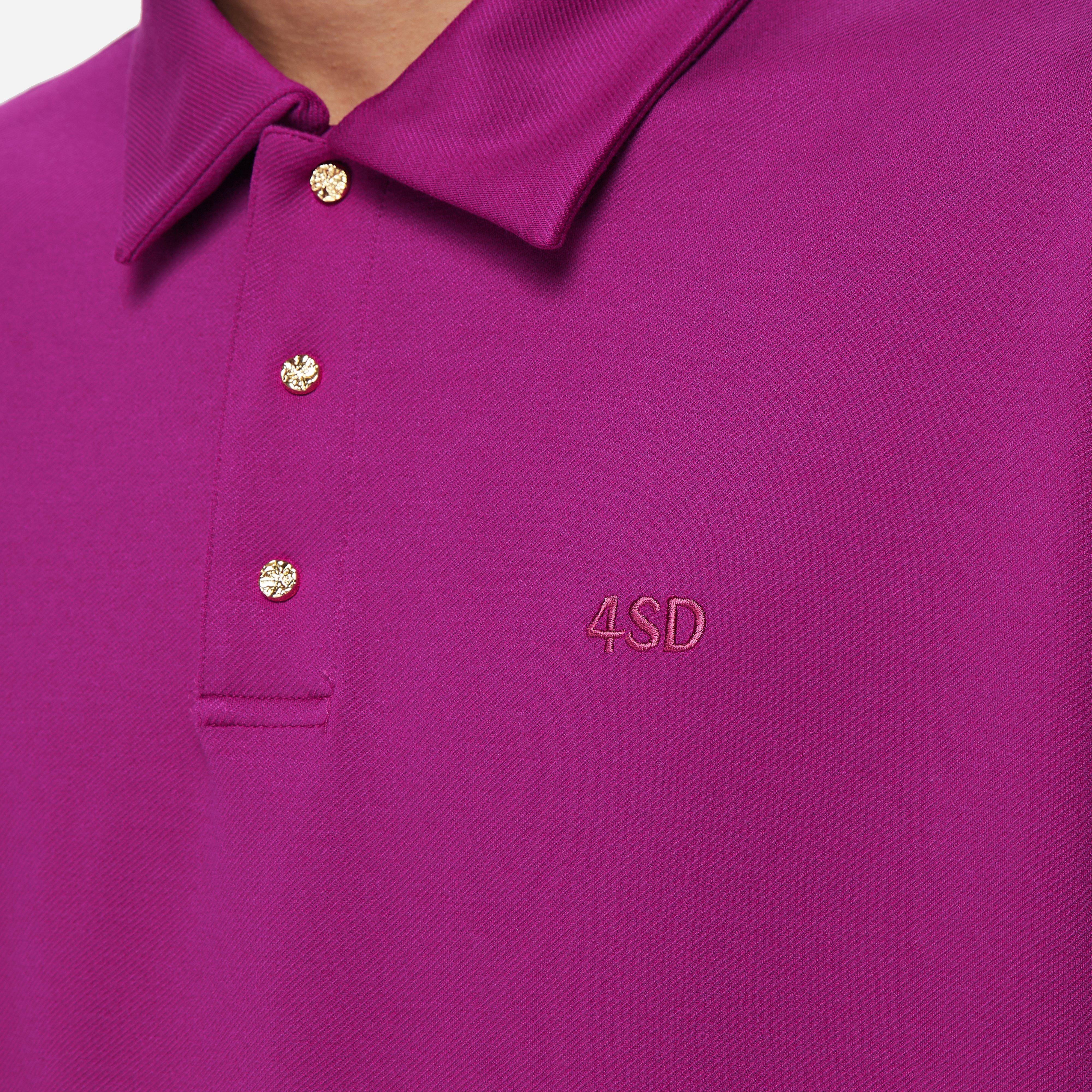 4SDESIGNS Woven Long Sleeve Polo Shirt