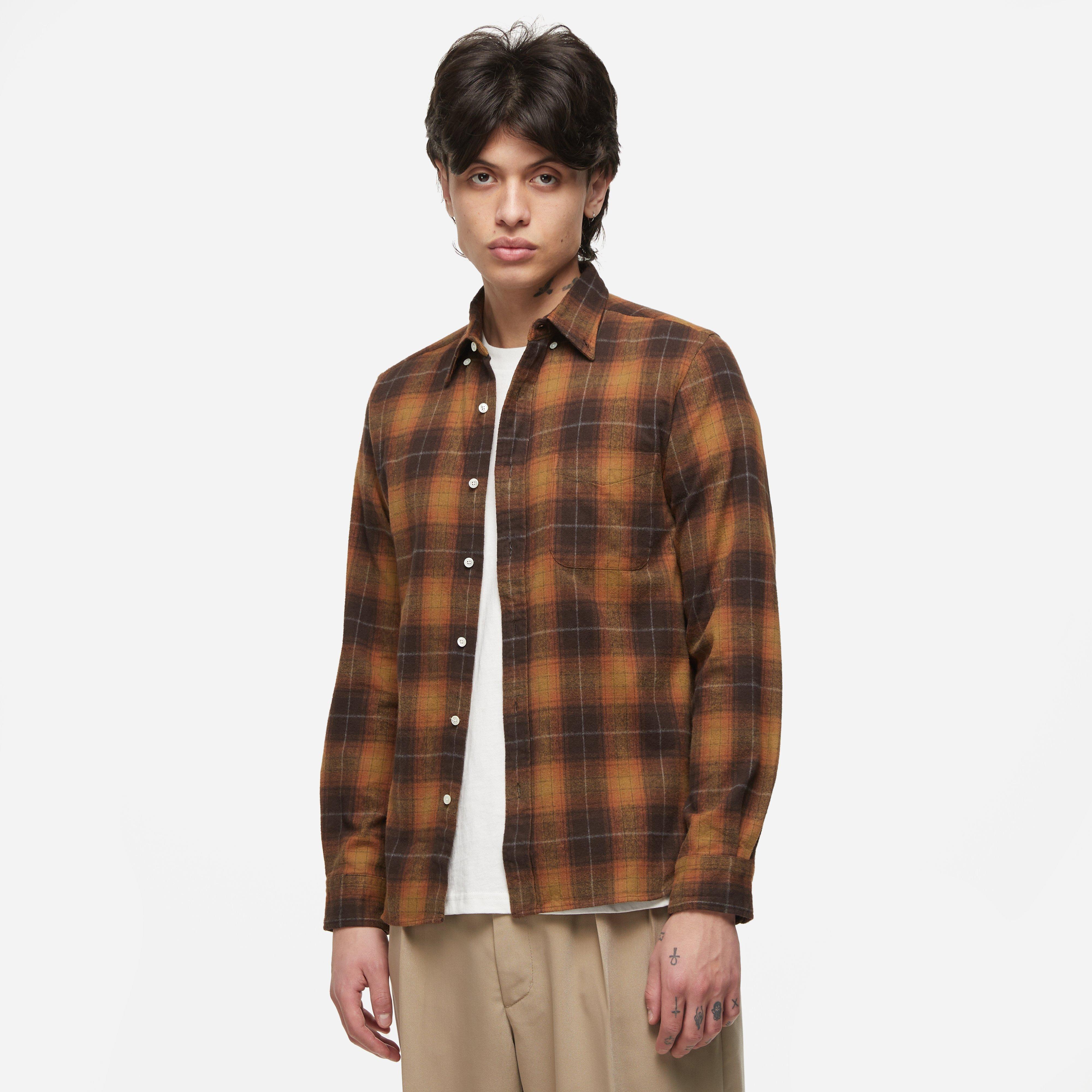 Brown Beams Plus Shaggy Tartan Check Button Down Shirt | HIP
