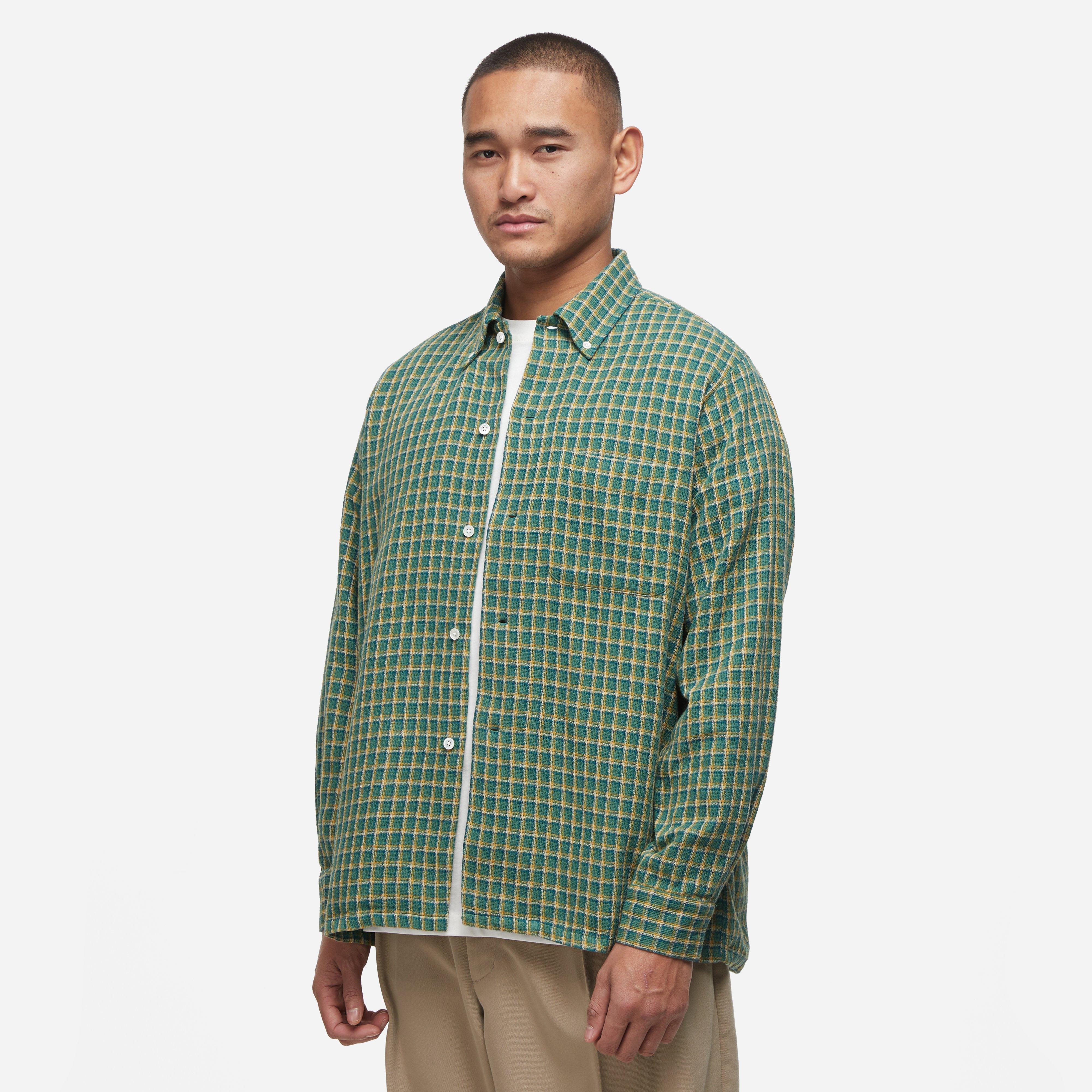 Green Beams Plus Double Gauze Open Collar Shirt | HIP