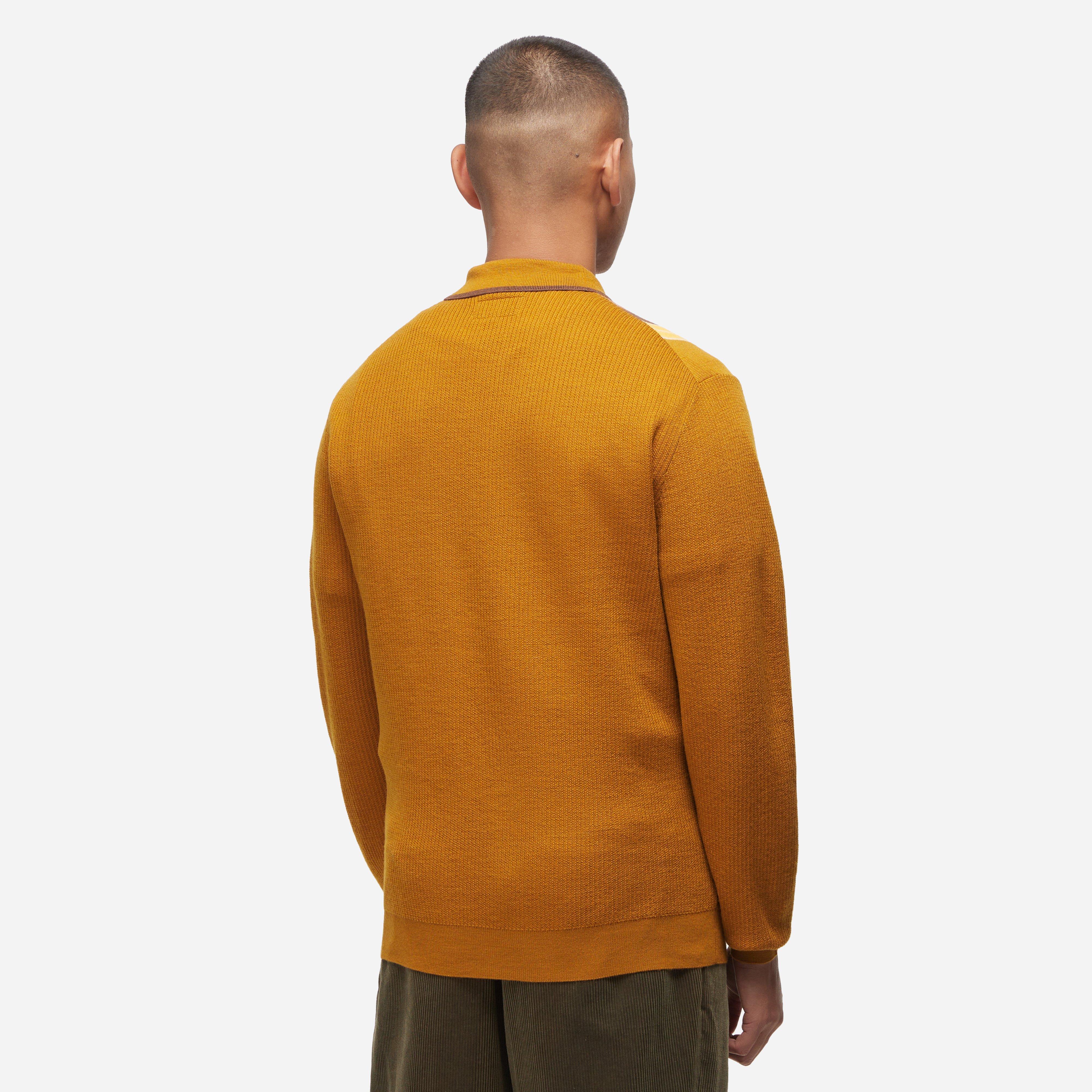 Beams Plus Wool Knit Striped Polo Shirt