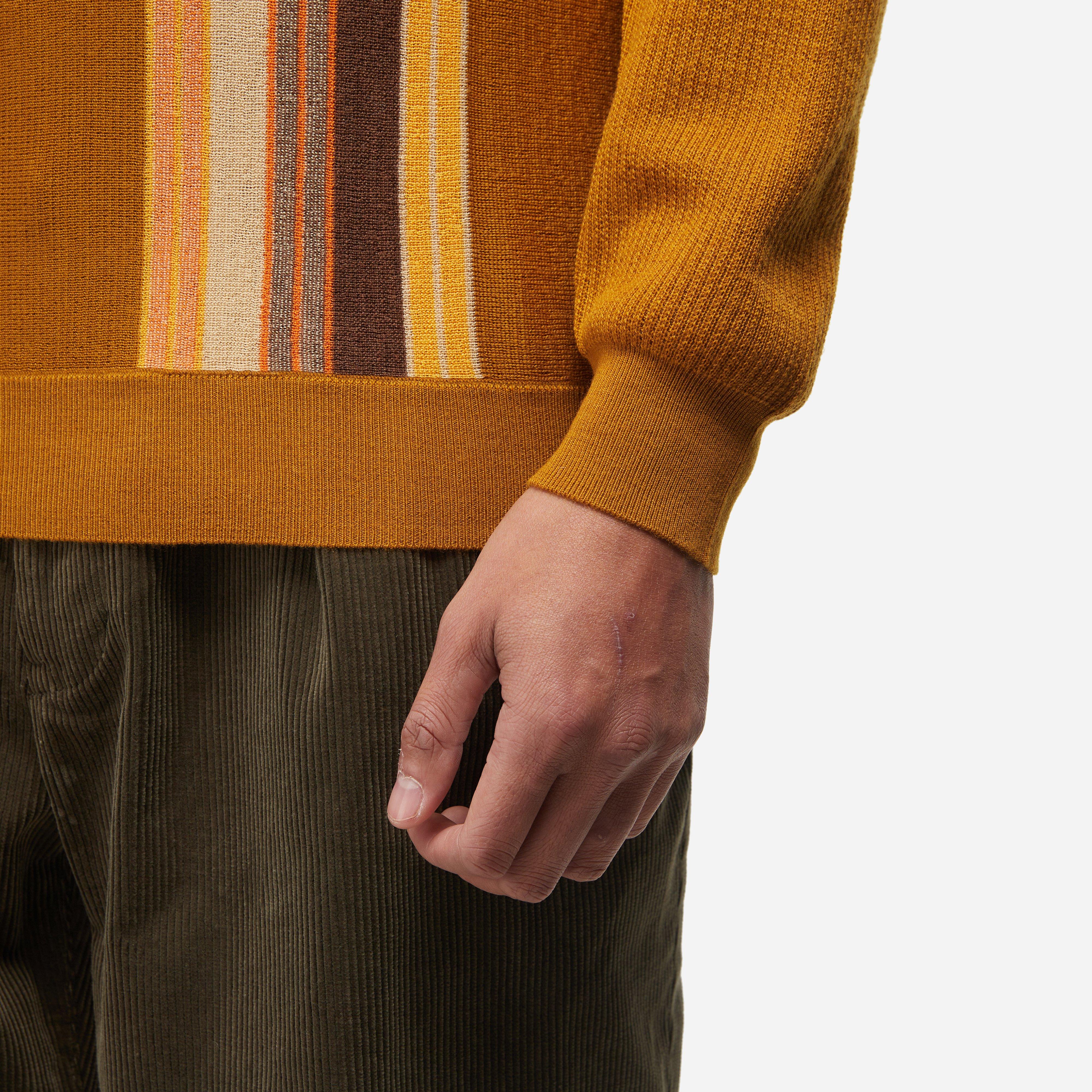 Beams Plus Wool Knit Striped Polo Shirt