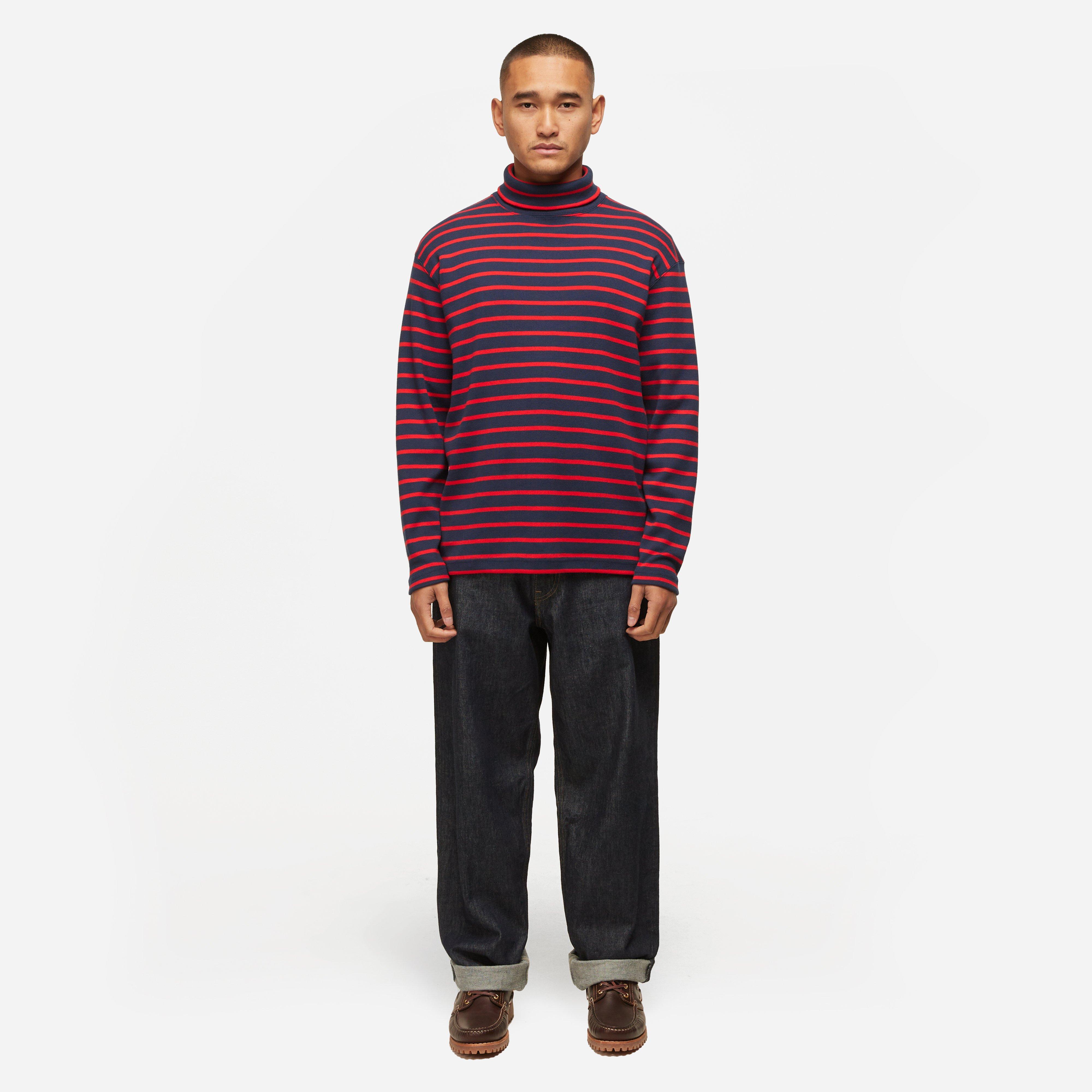 Beams Plus Stripe High Neck Long Sleeve T-Shirt