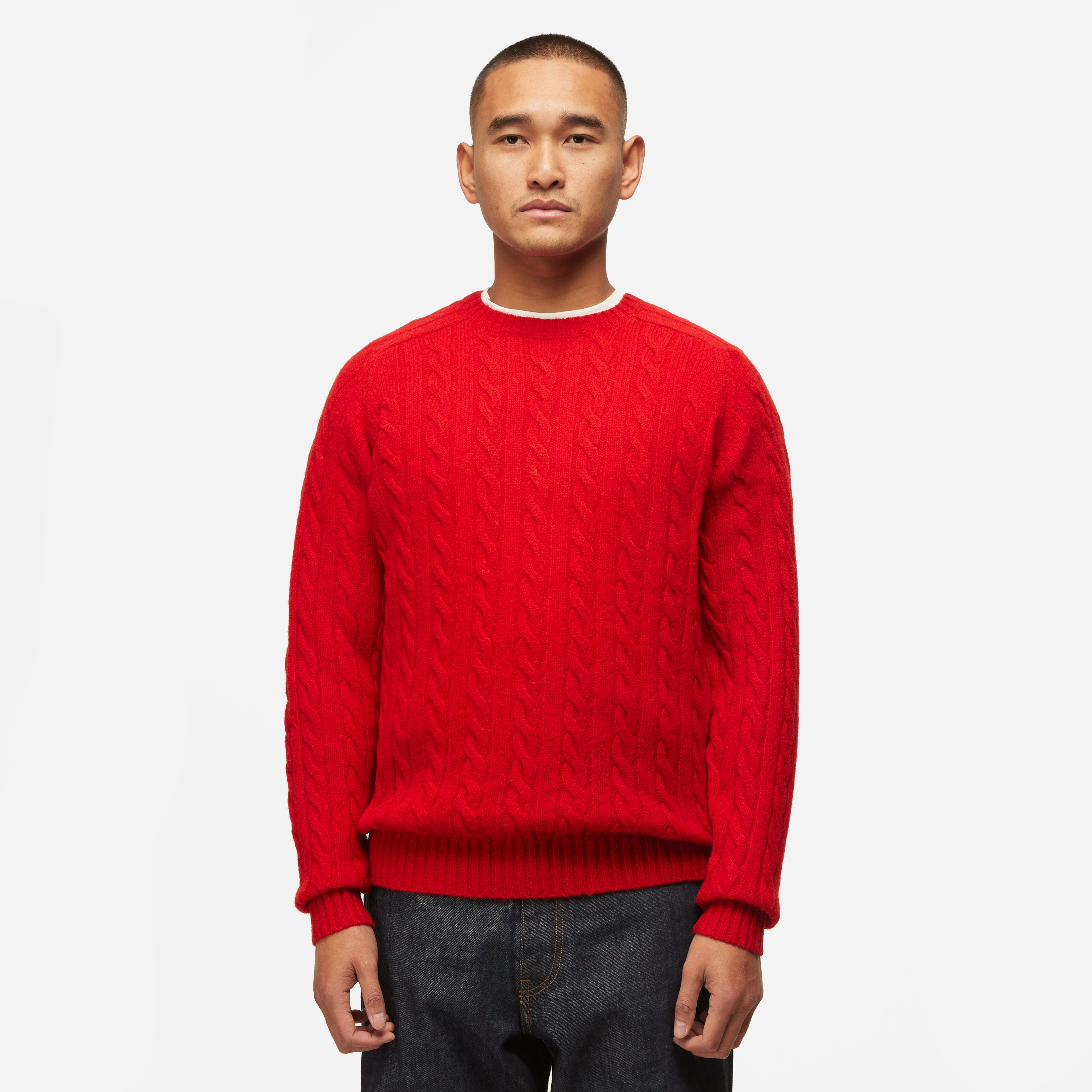 Red Beams Plus Cable Knit Jumper | HIP