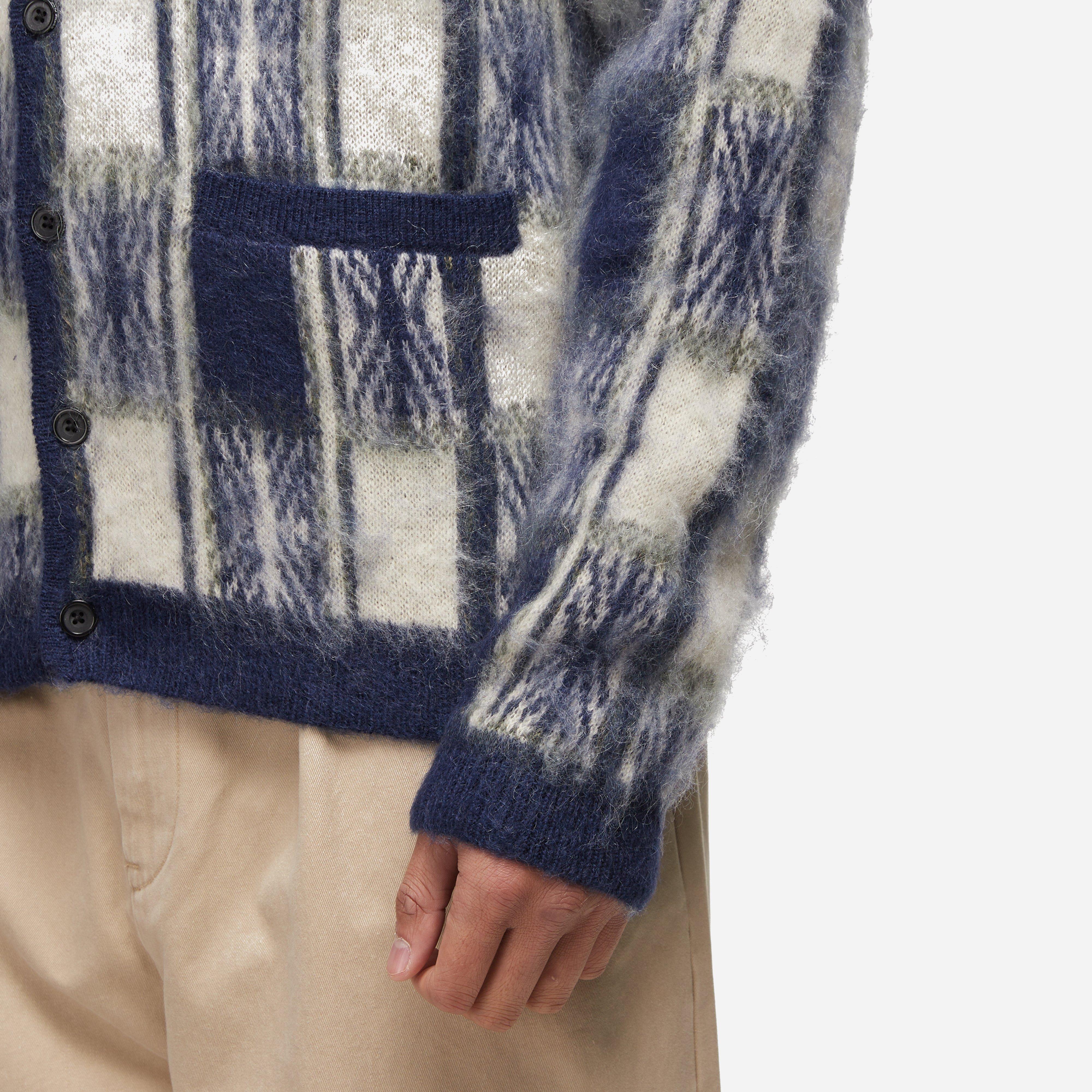 Beams Plus 9-Gauge Double-Jacquard Shaggy Cardigan